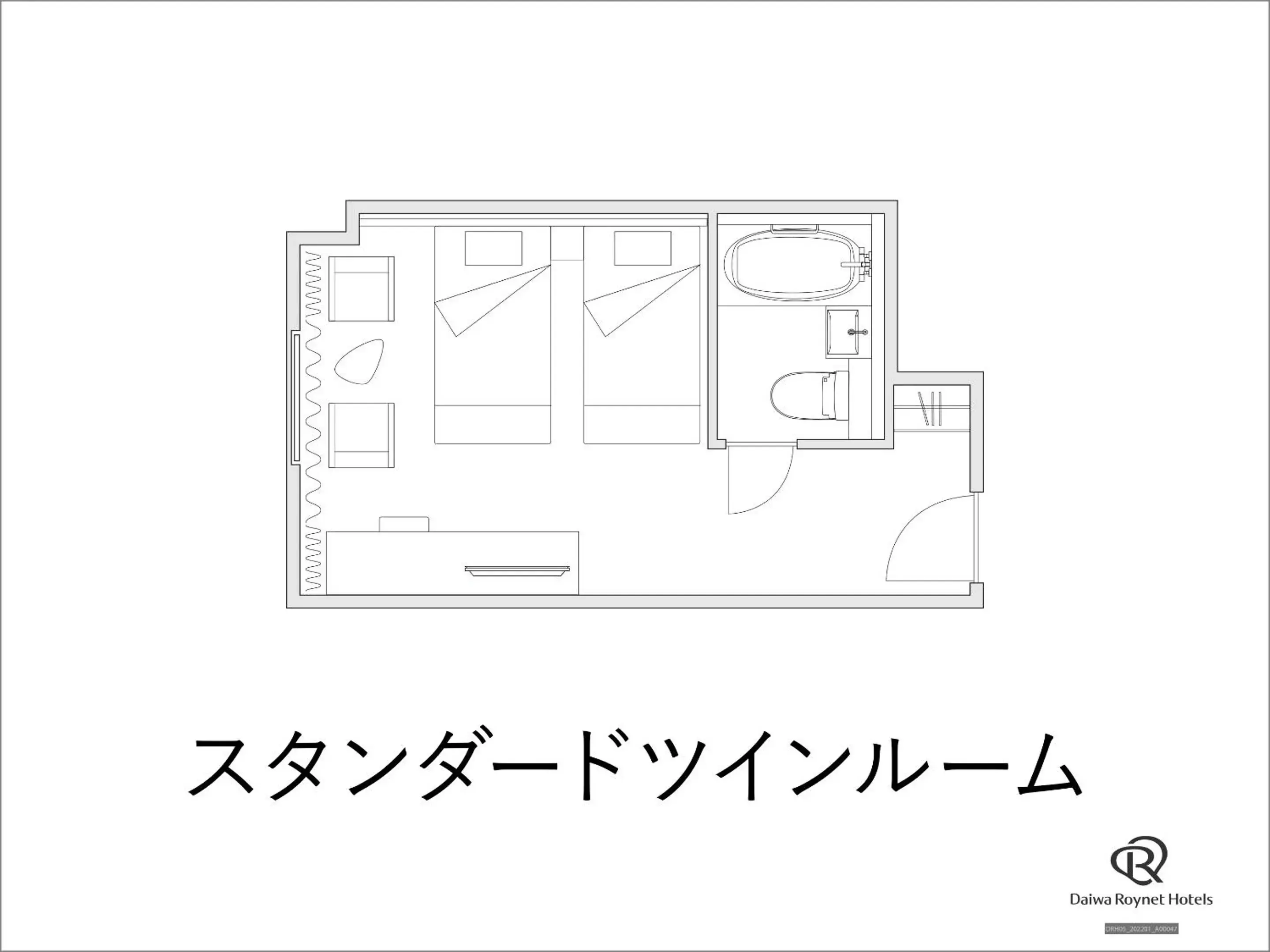 Photo of the whole room, Floor Plan in Daiwa Roynet Hotel Kyoto Ekimae PREMIER - former Daiwa Roynet Hotel Kyoto Ekimae