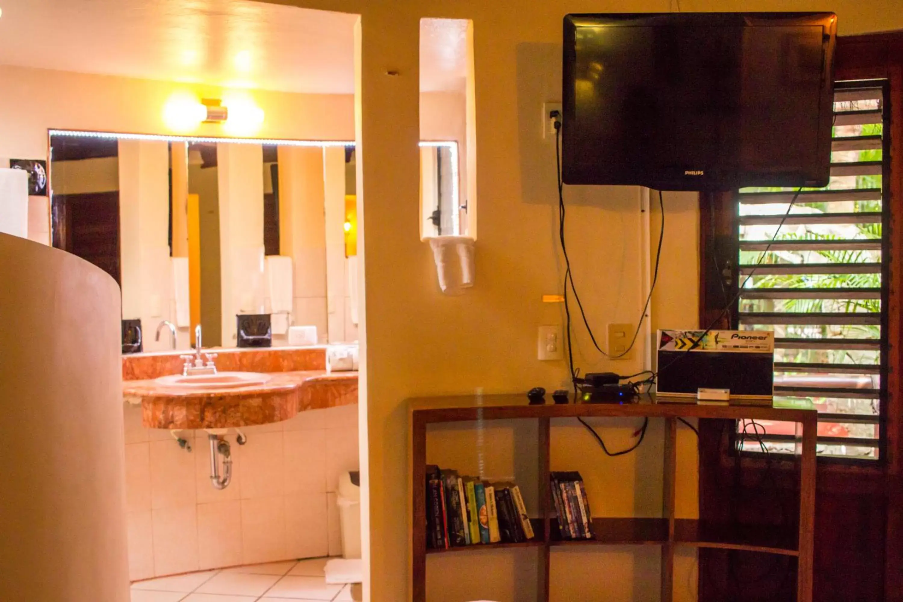 Bathroom, TV/Entertainment Center in Cocos Cabañas Playa del Carmen Adults Only