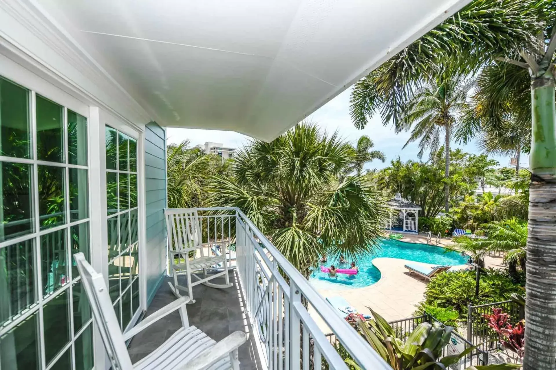Balcony/Terrace, Pool View in Tropical Breeze Resort