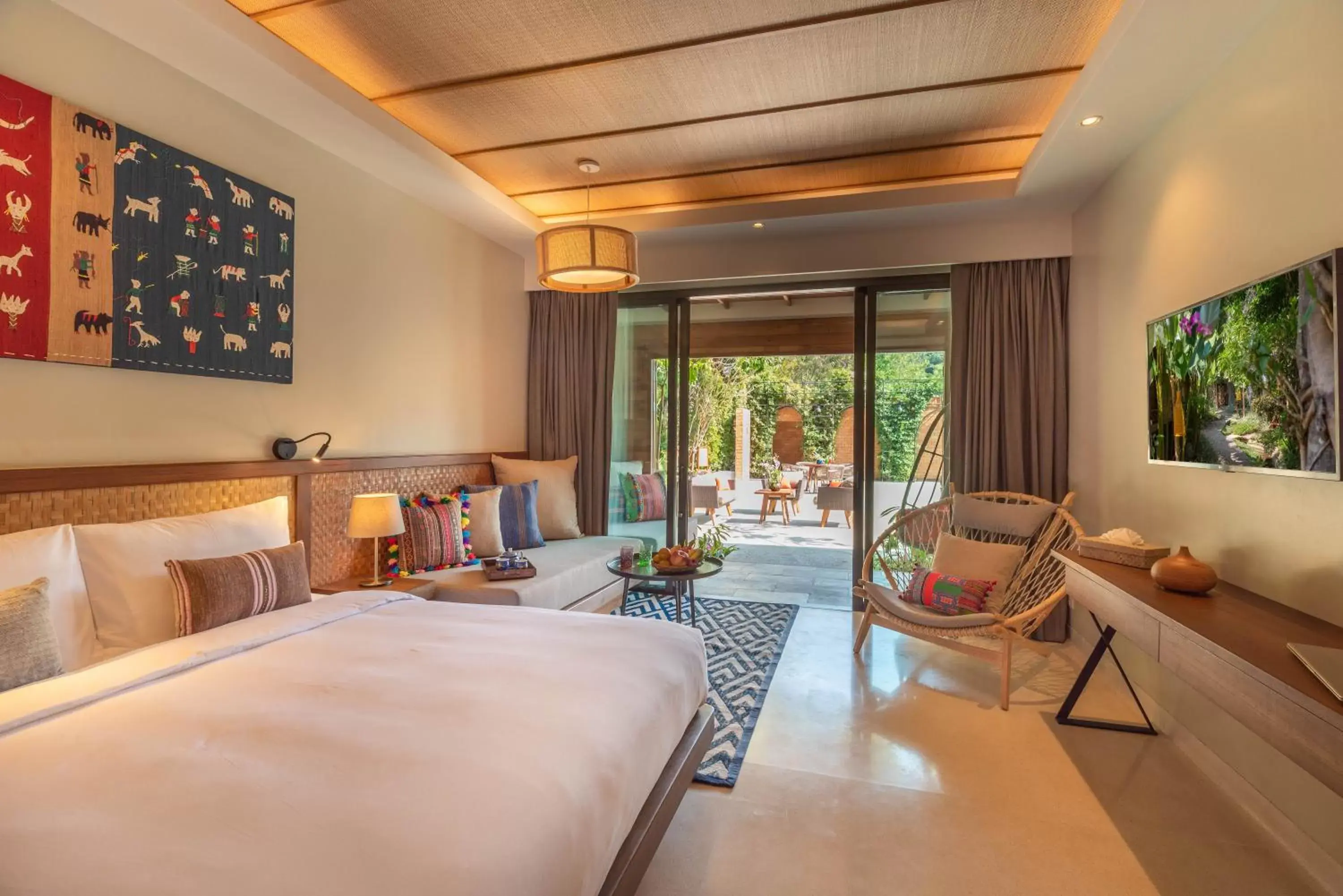 Bed in Pai Village Boutique Resort