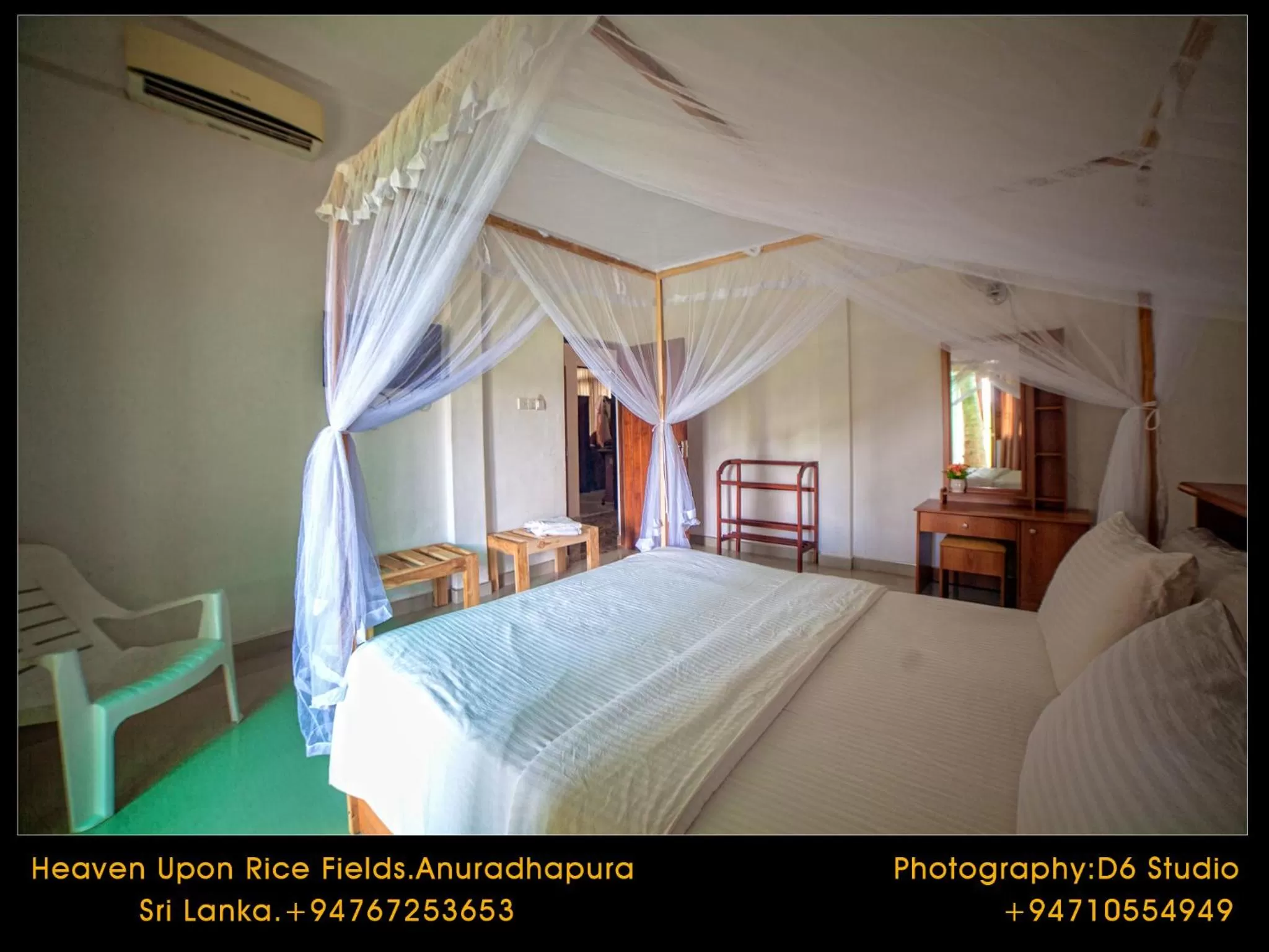 Photo of the whole room, Bed in Heaven Upon Rice Fields