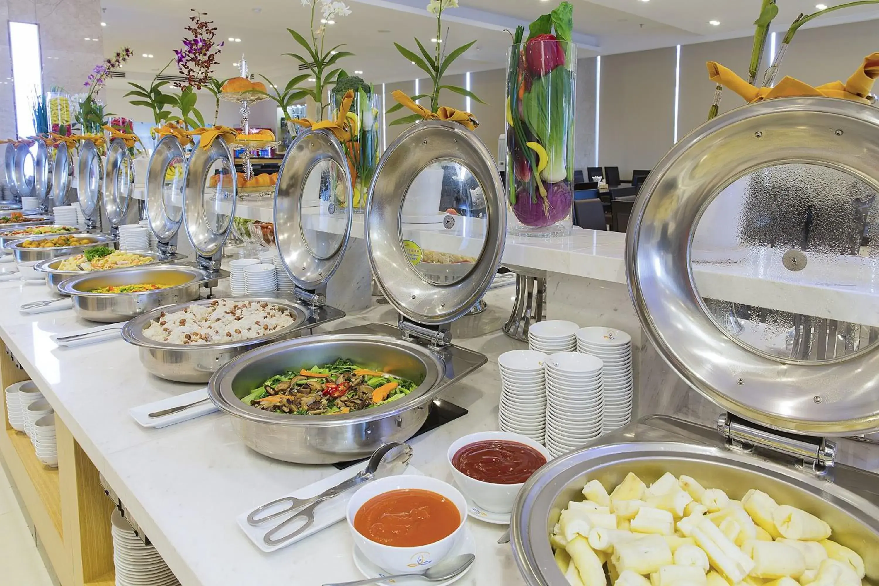 Buffet breakfast in Dendro Gold Hotel