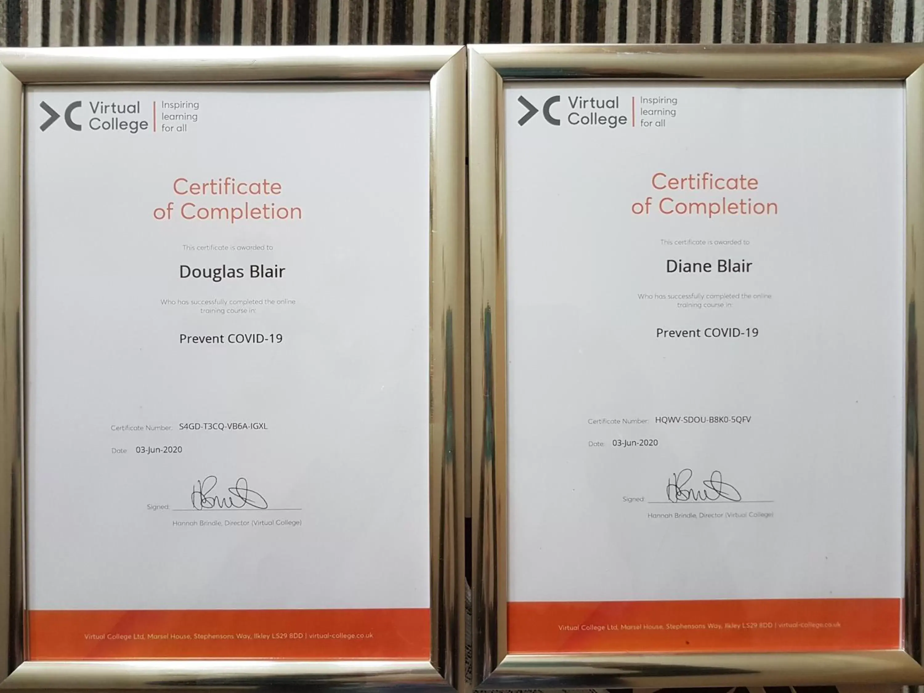 Certificate/Award in Cumbria Guest House