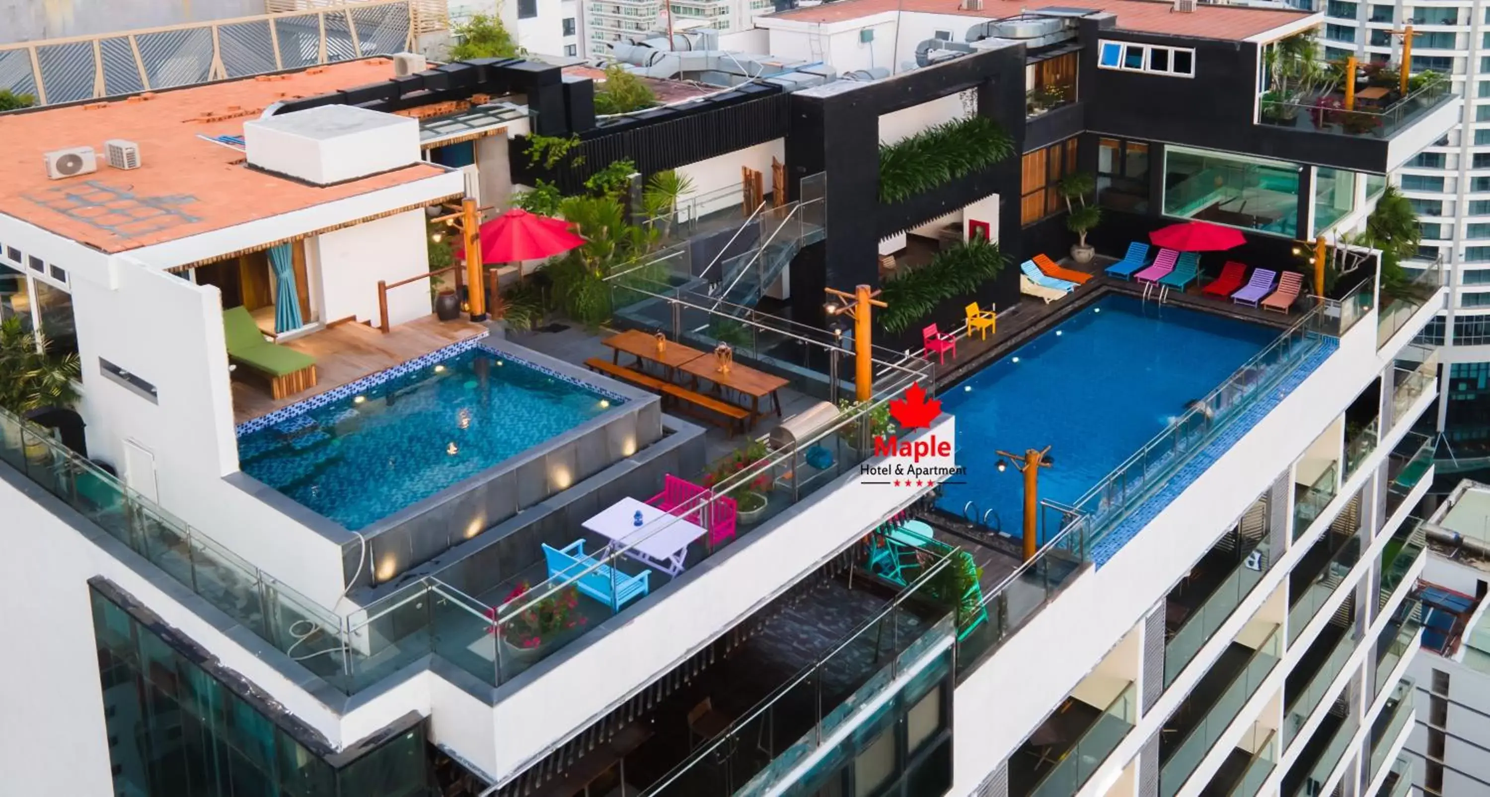 Bird's eye view, Pool View in Maple Hotel & Apartment