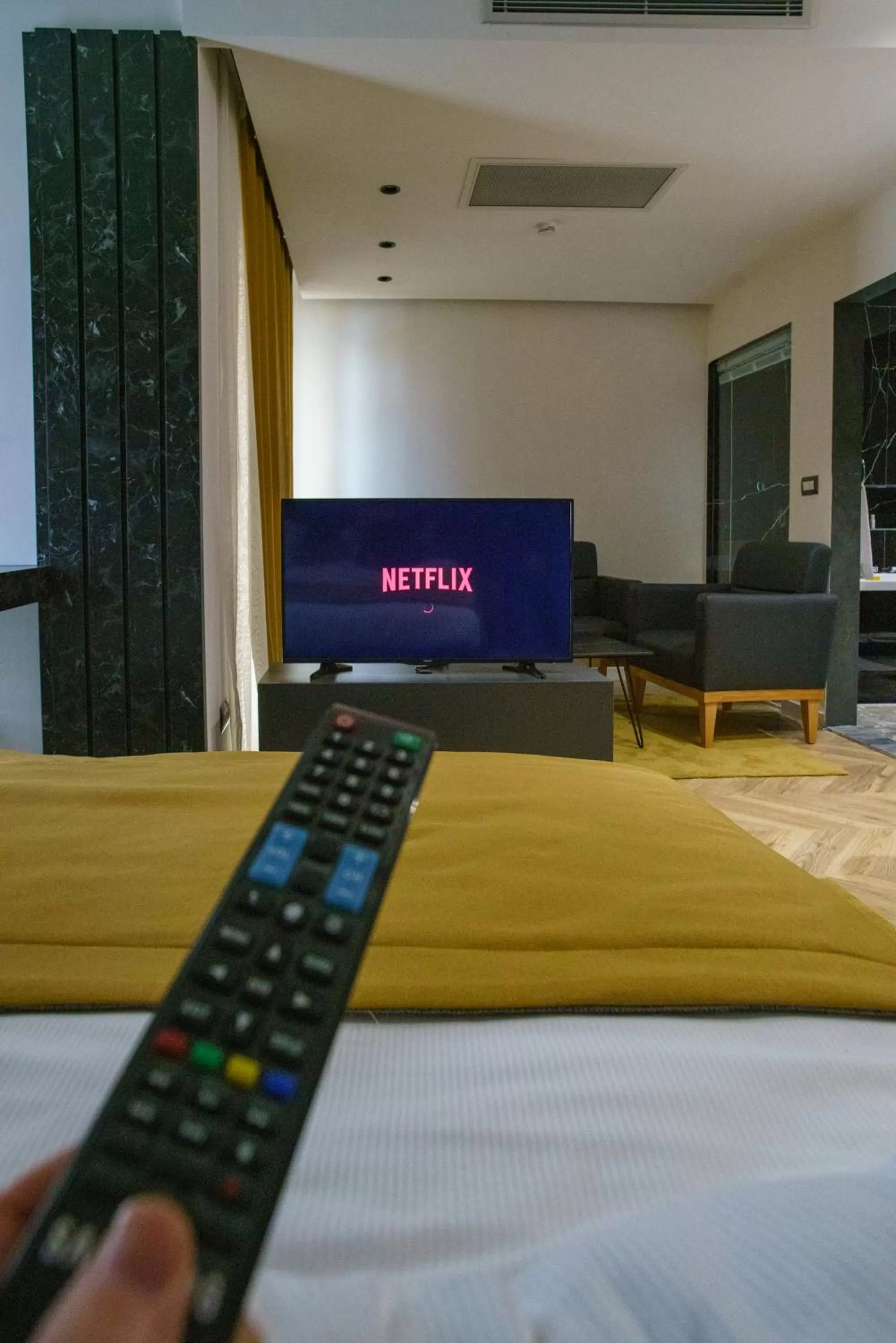 Communal lounge/ TV room, Bed in Ador Hotel