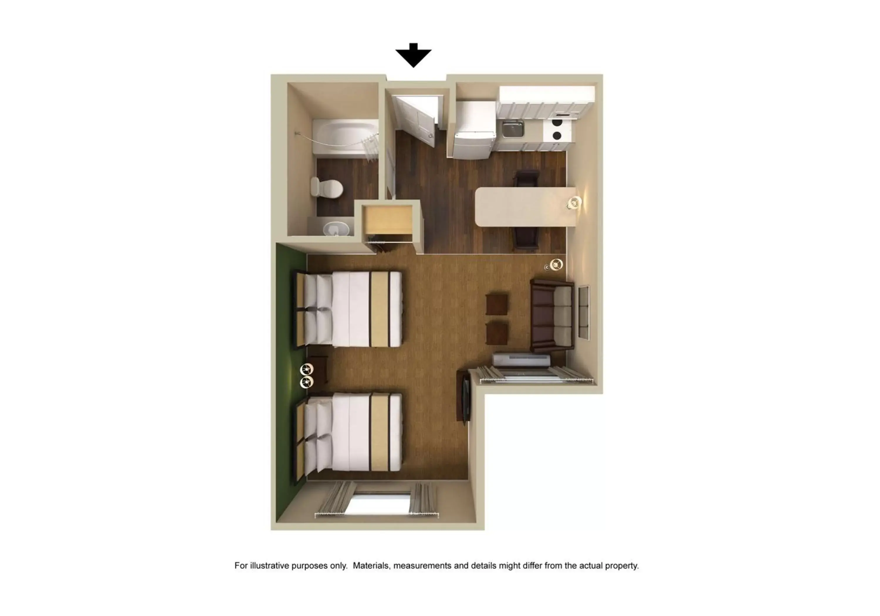 Bedroom, Floor Plan in Extended Stay America Suites - Providence - Airport