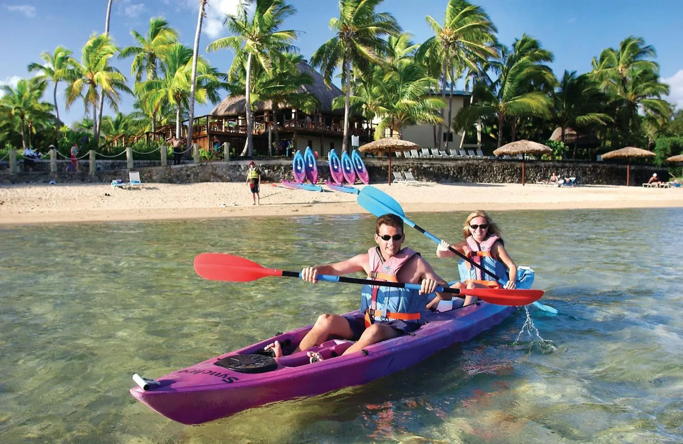 People, Canoeing in Outrigger Fiji Beach Resort