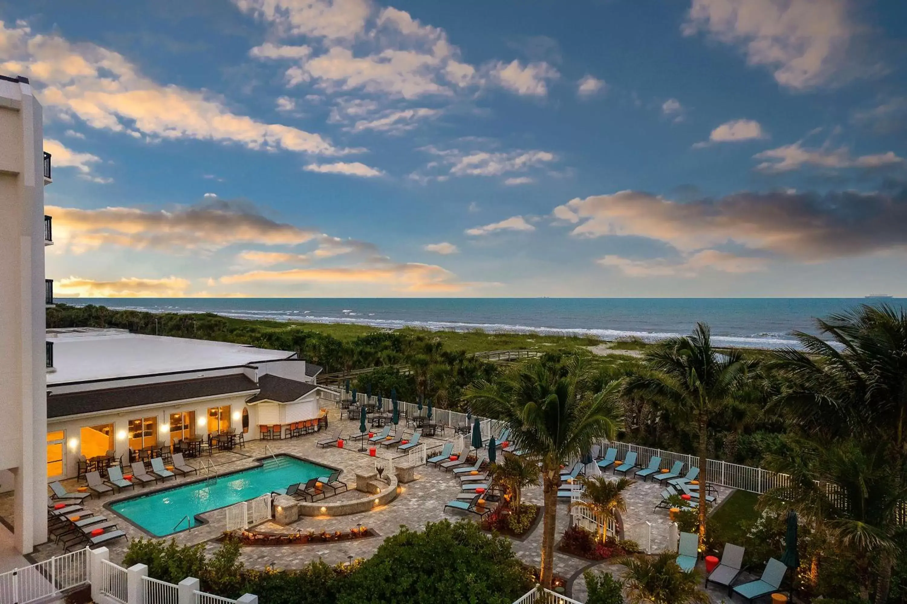 Property building, Bird's-eye View in Hilton Garden Inn Cocoa Beach-Oceanfront, FL