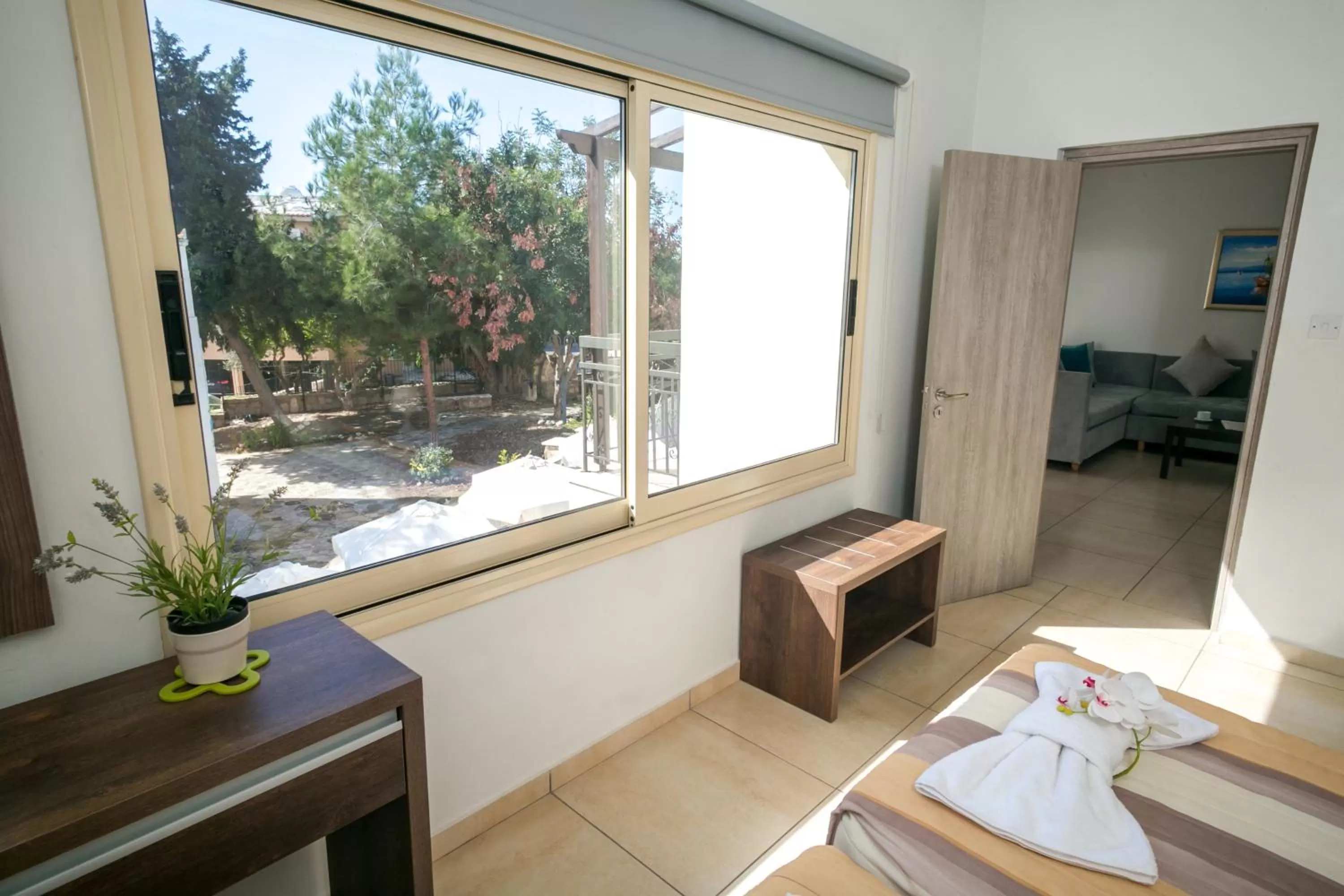 View (from property/room), Bed in Crystallo Apartments