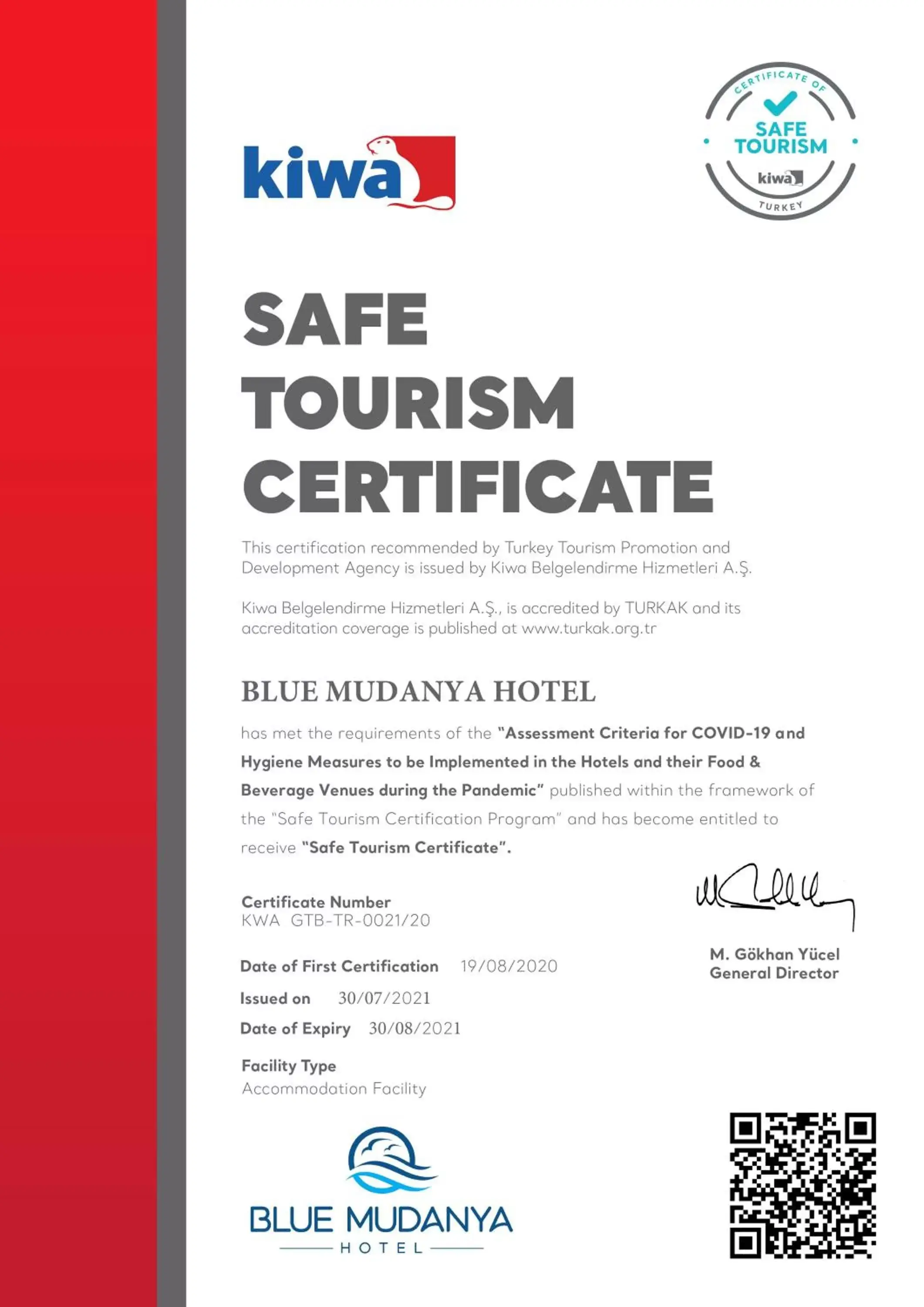 Logo/Certificate/Sign in BLUE MUDANYA HOTEL