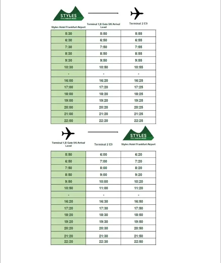 shuttle, Floor Plan in Styles Hotel Frankfurt Airport