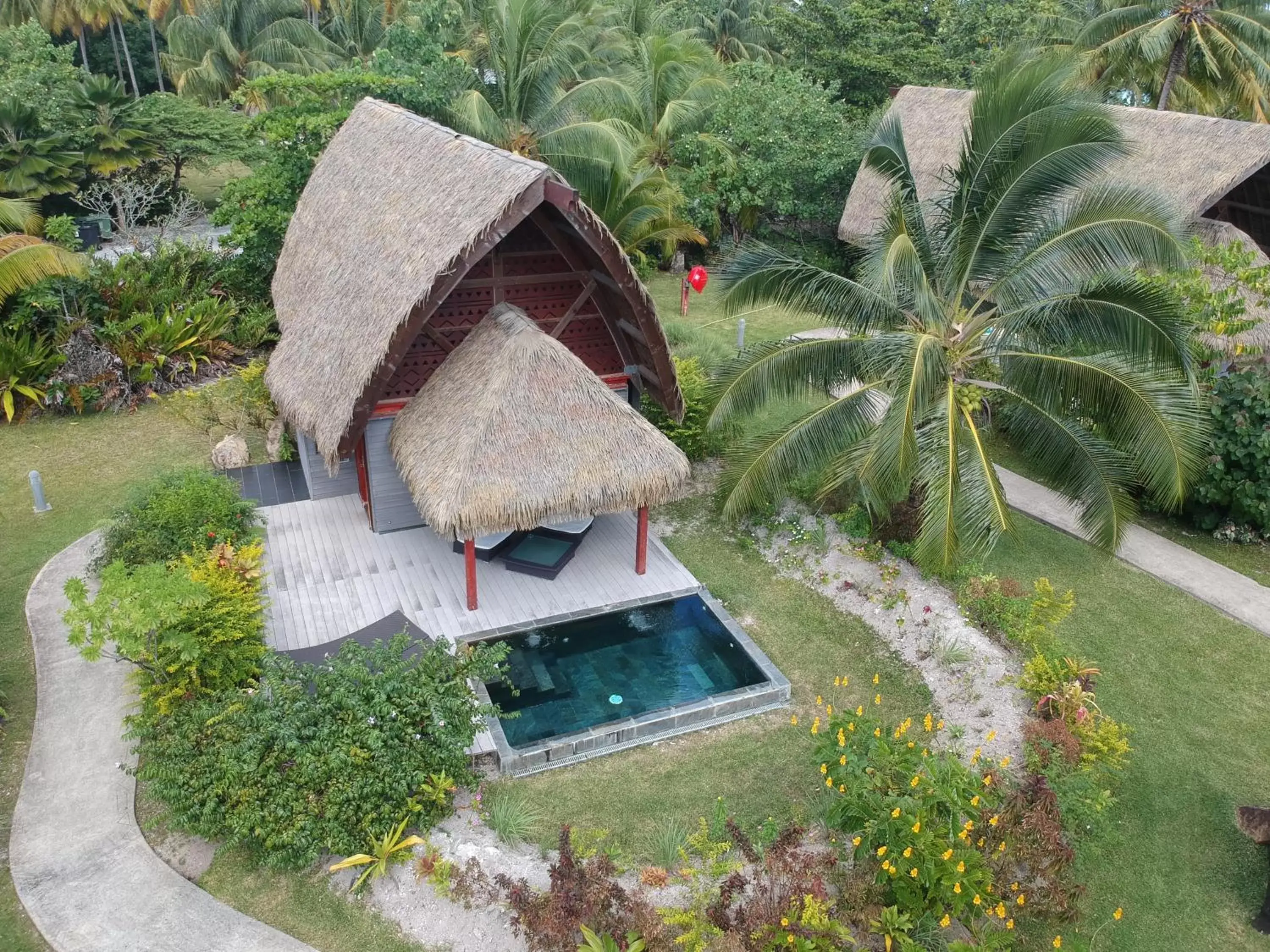 Swimming pool, Bird's-eye View in Maitai Lapita Village Huahine