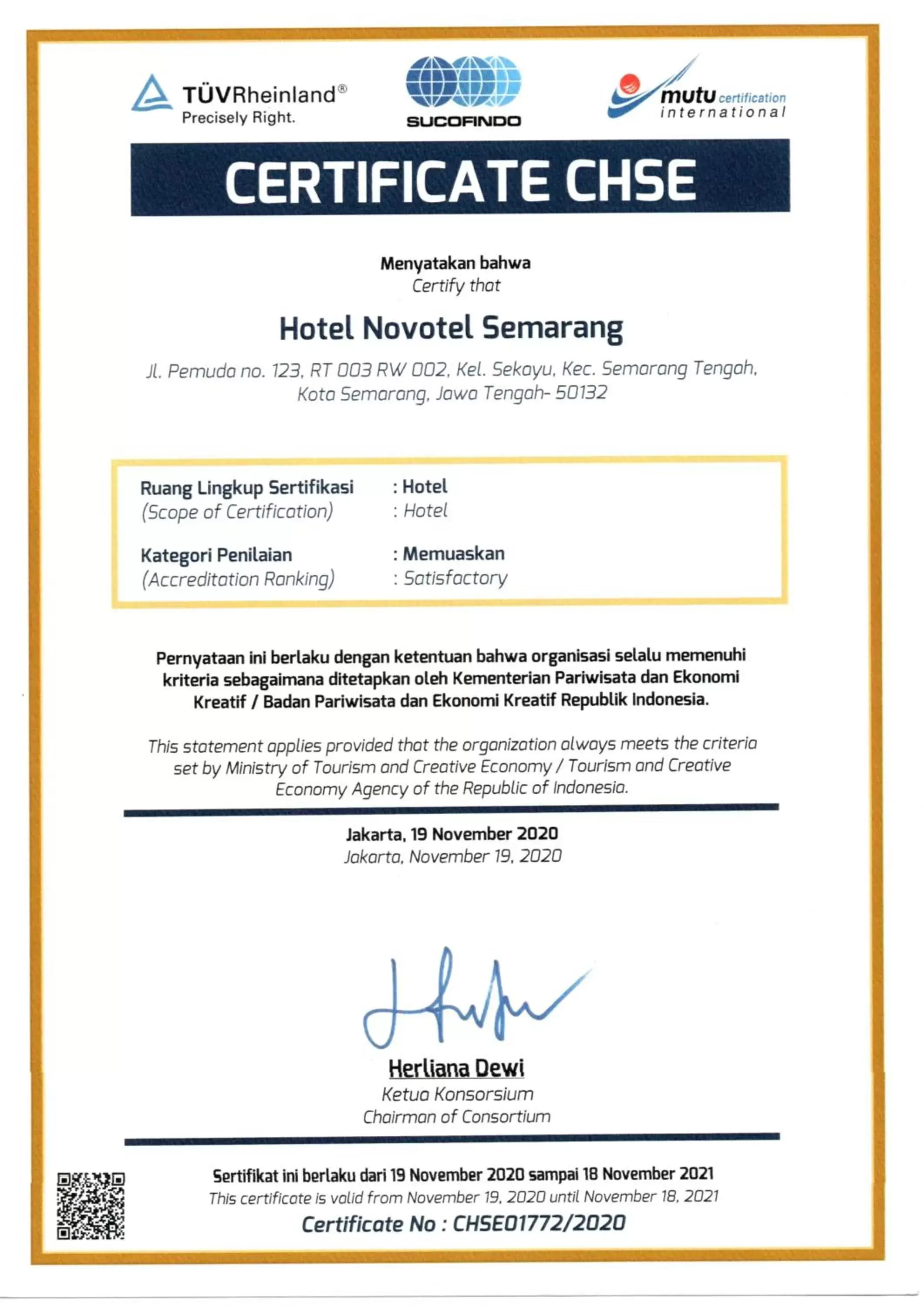 Logo/Certificate/Sign in Novotel Semarang - GeNose Ready, CHSE Certified