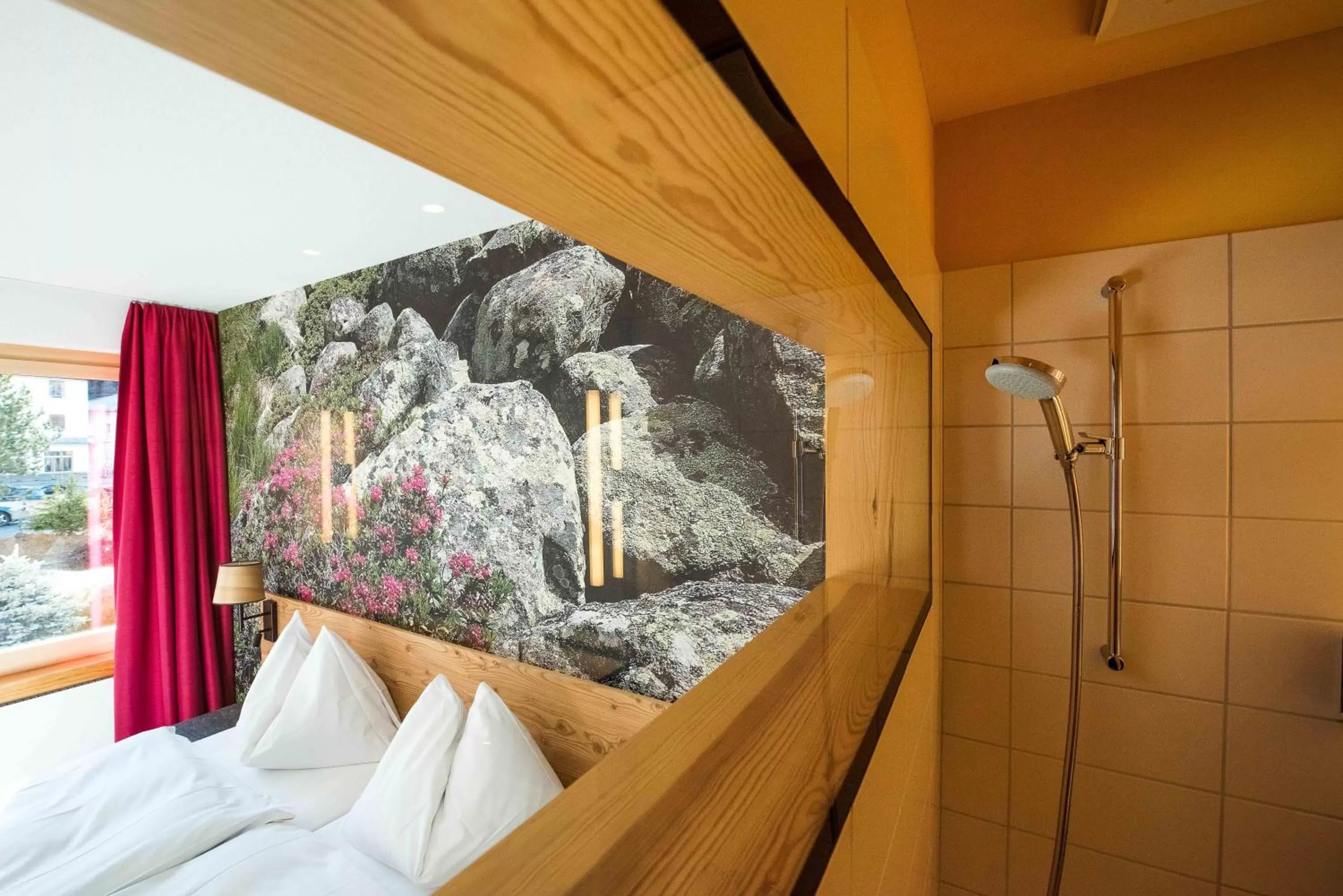 Decorative detail, Bed in Hotel Garni Chesa Mulin