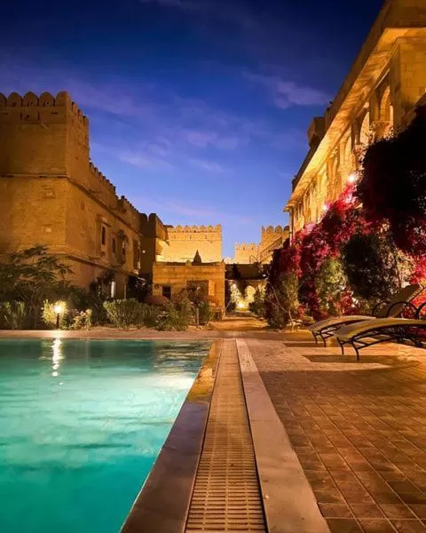 Pool view in WelcomHeritage Mohangarh Fort