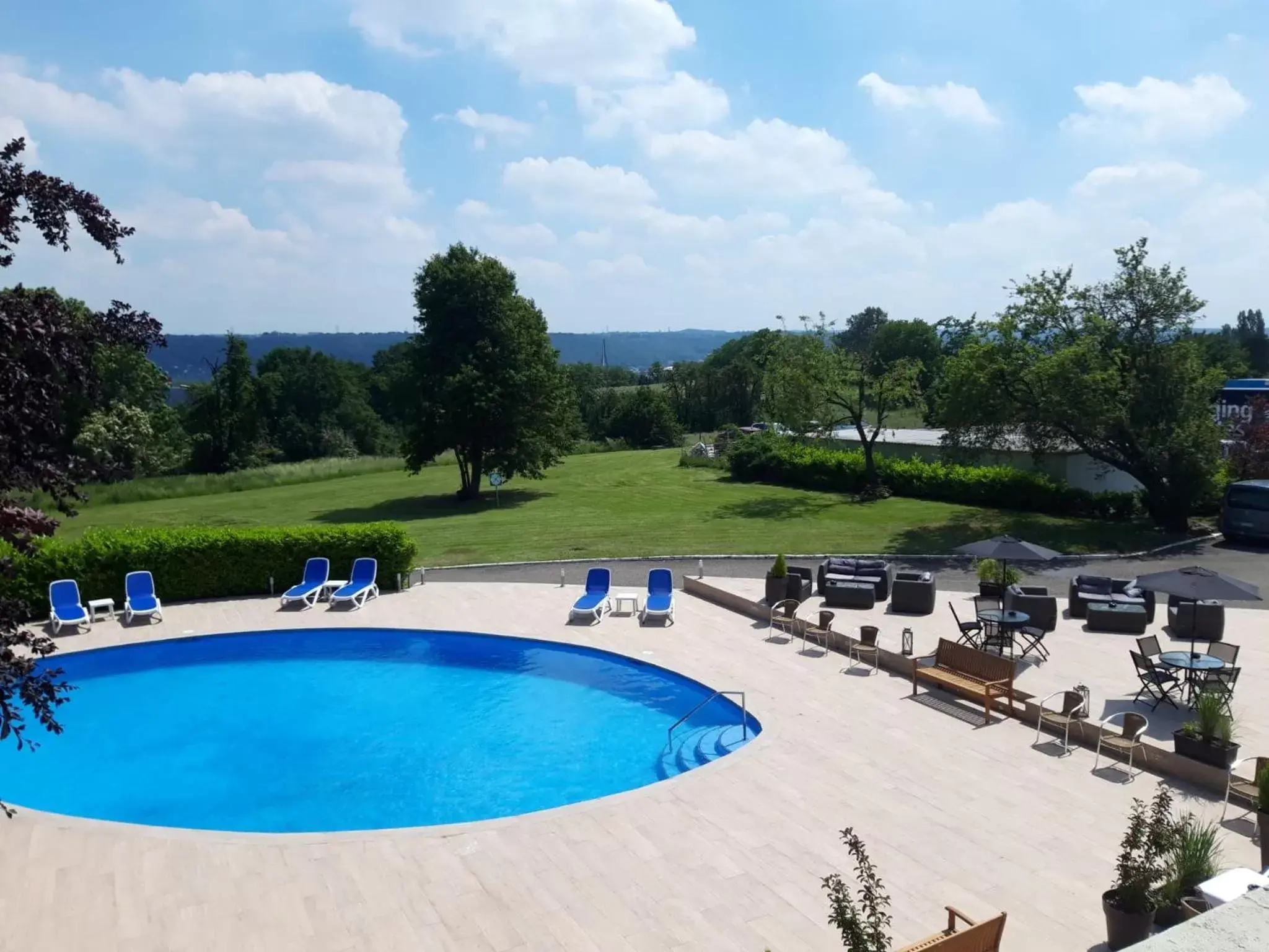 Balcony/Terrace, Pool View in Globales Post Hotel & Wellness