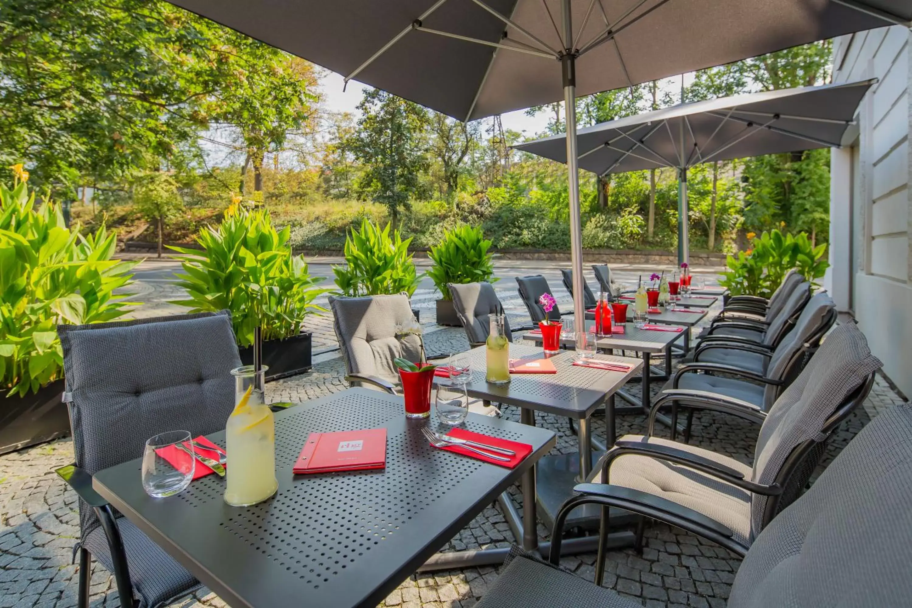 Balcony/Terrace, Restaurant/Places to Eat in Hermitage Hotel Prague