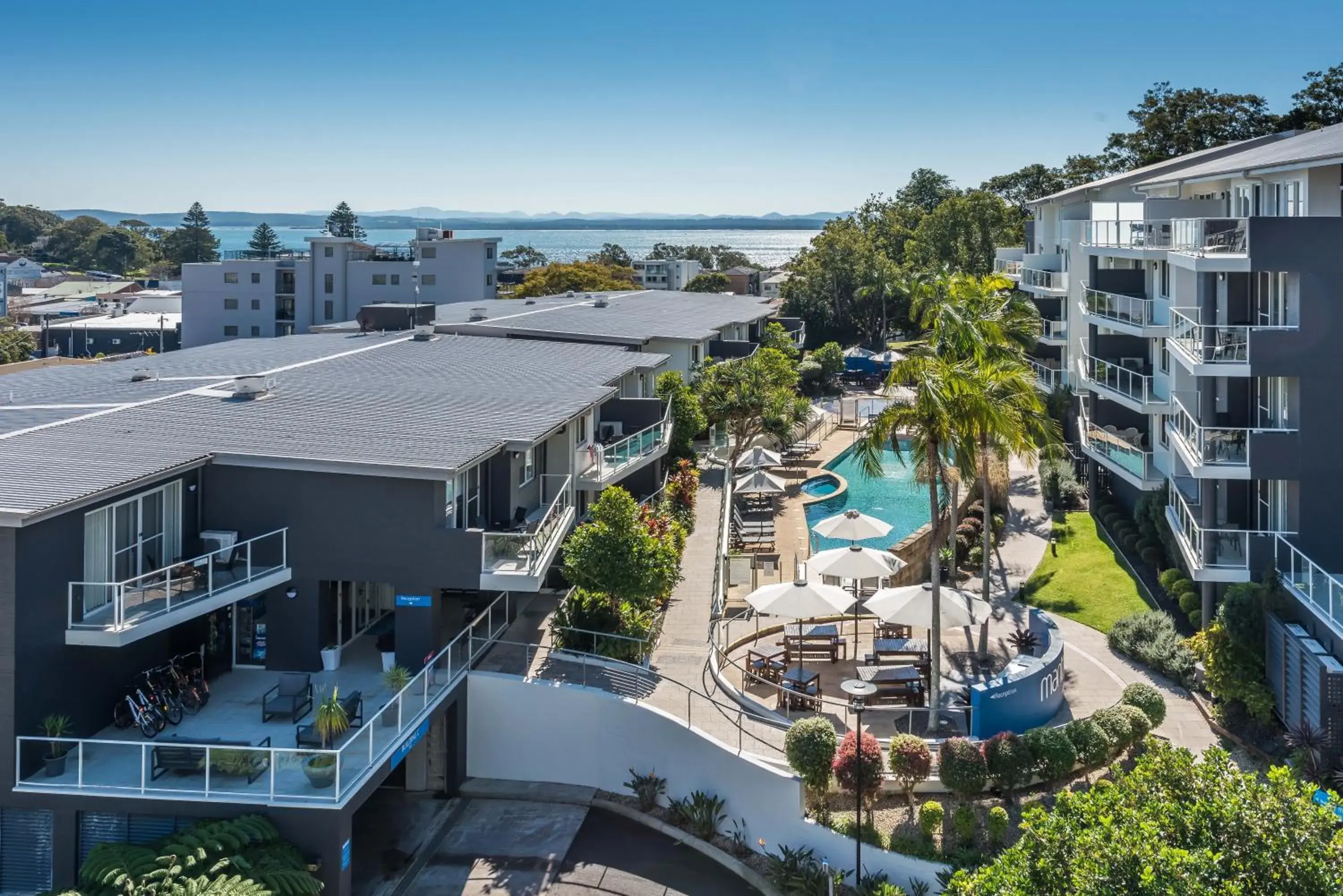 Bird's eye view, Pool View in Mantra Nelson Bay