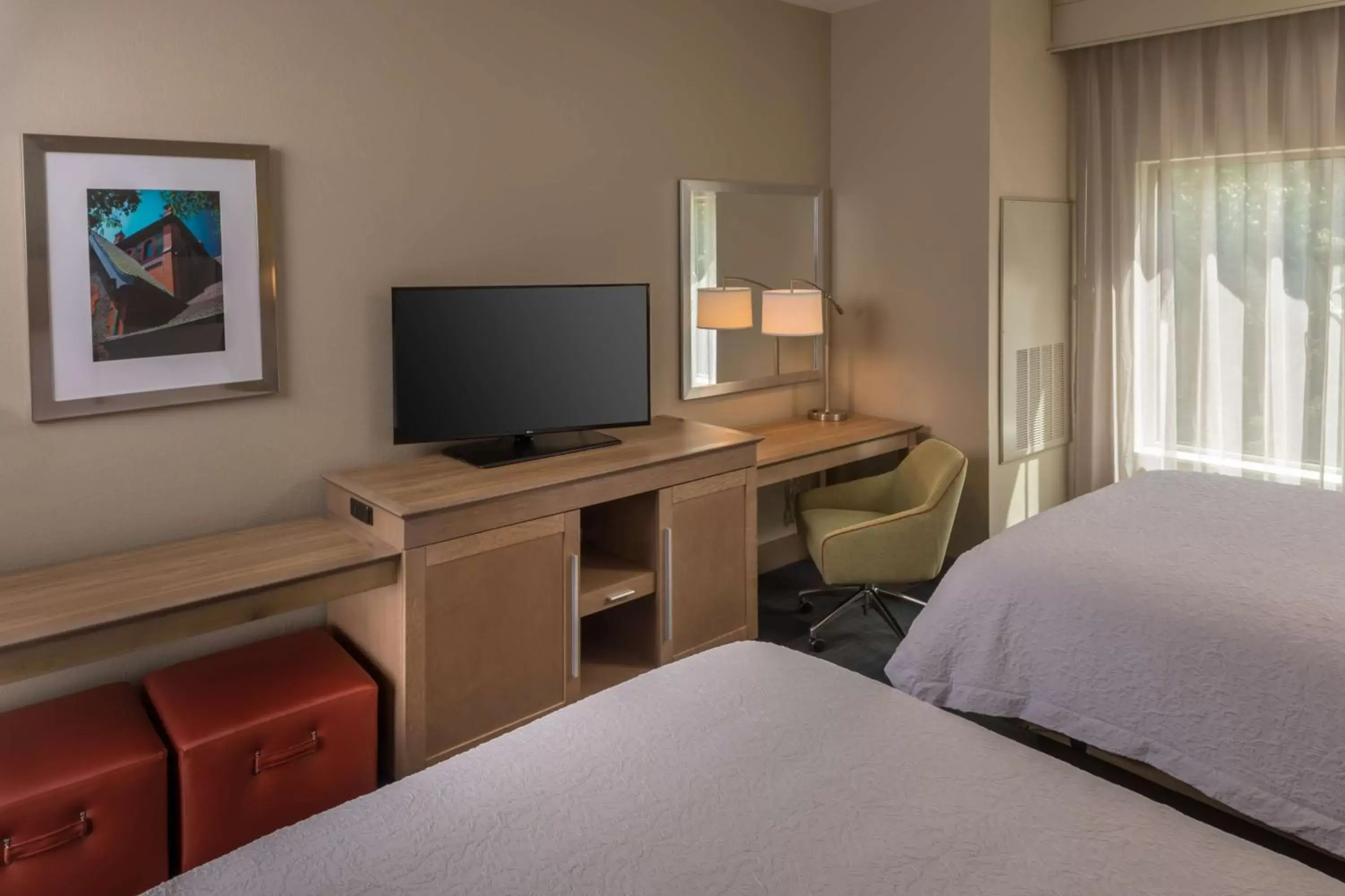 Bedroom, TV/Entertainment Center in Hampton Inn & Suites-Asheville Biltmore Village, NC