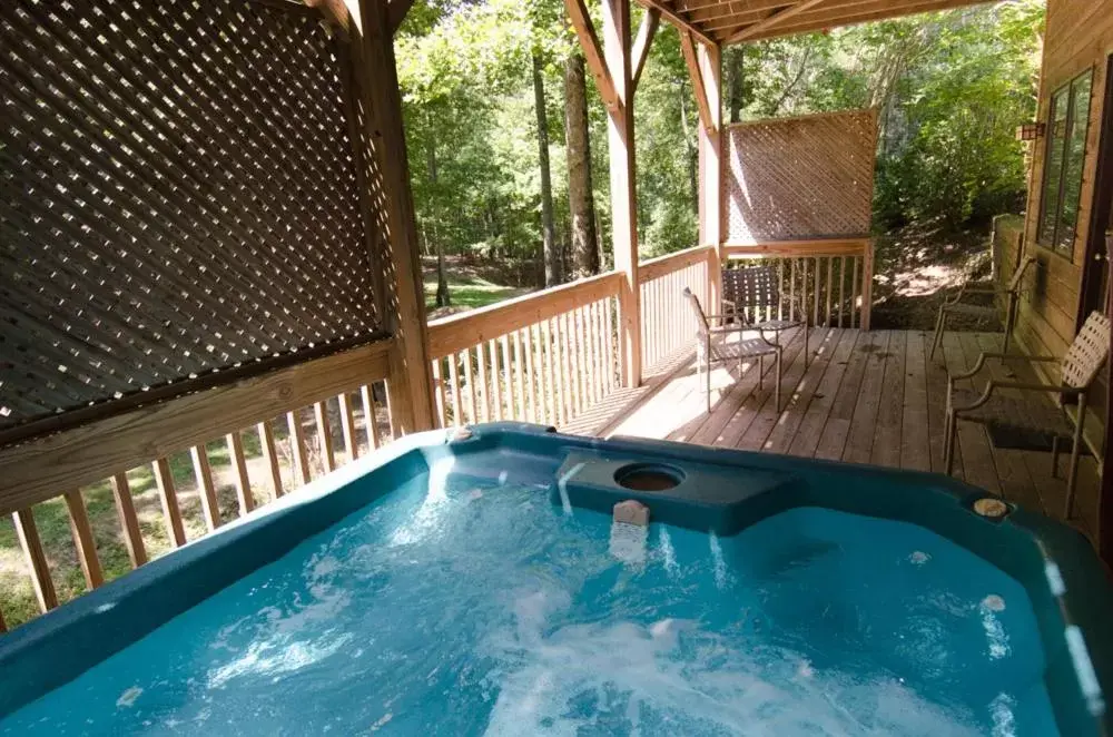 Balcony/Terrace, Swimming Pool in Asheville Cabins of Willow Winds