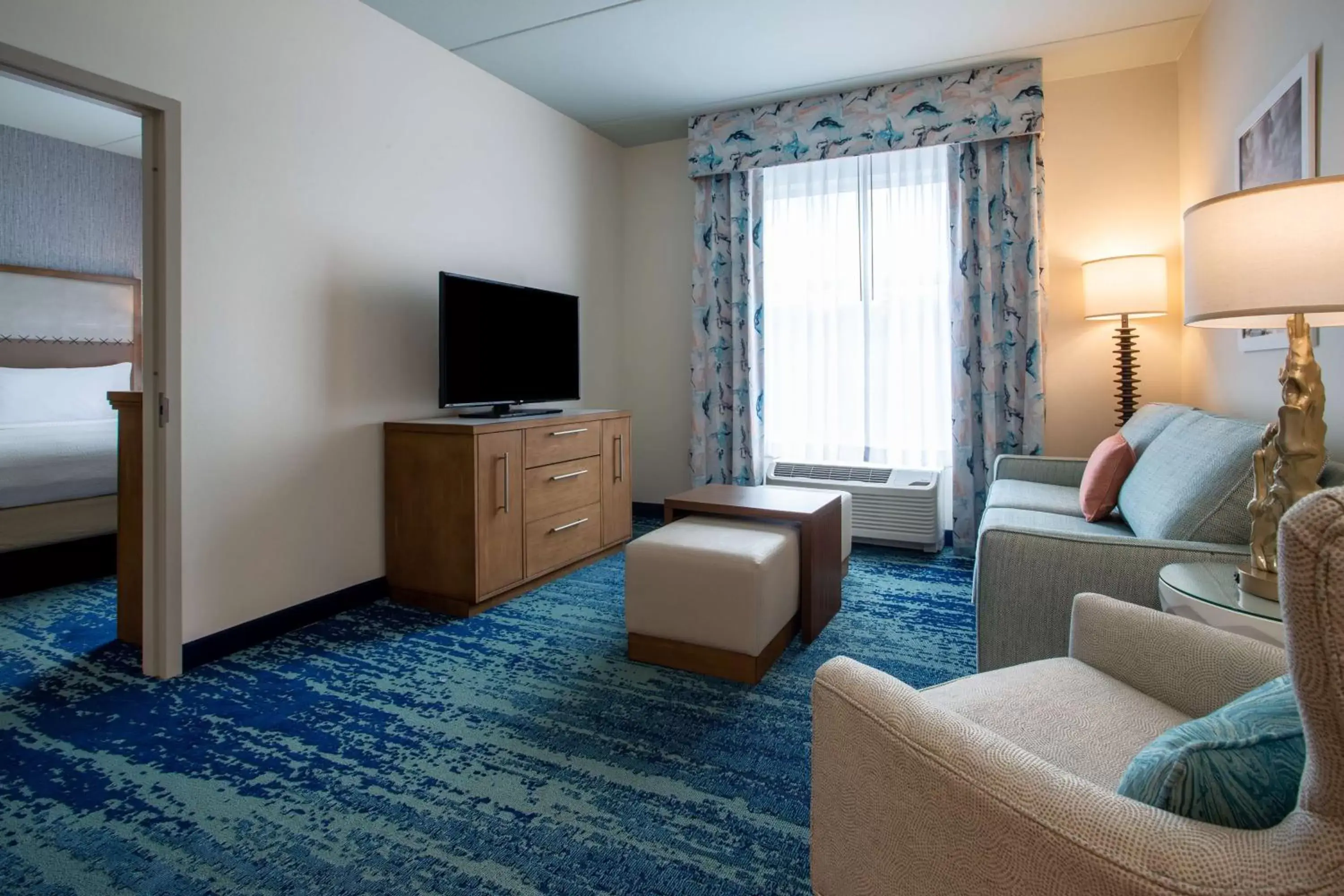 Living room, TV/Entertainment Center in Homewood Suites By Hilton Myrtle Beach Coastal Grand Mall