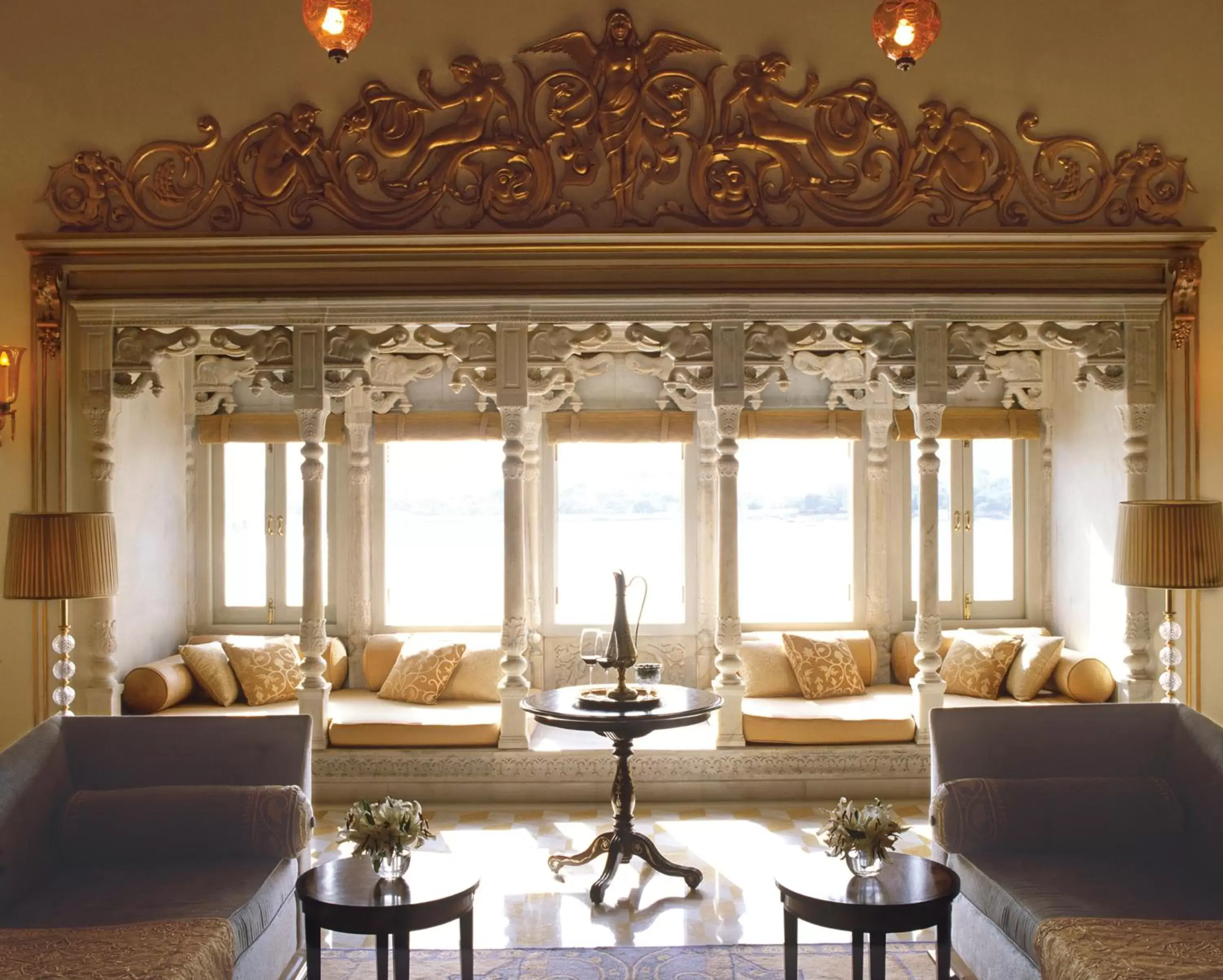 Decorative detail, Seating Area in Taj Lake Palace Udaipur