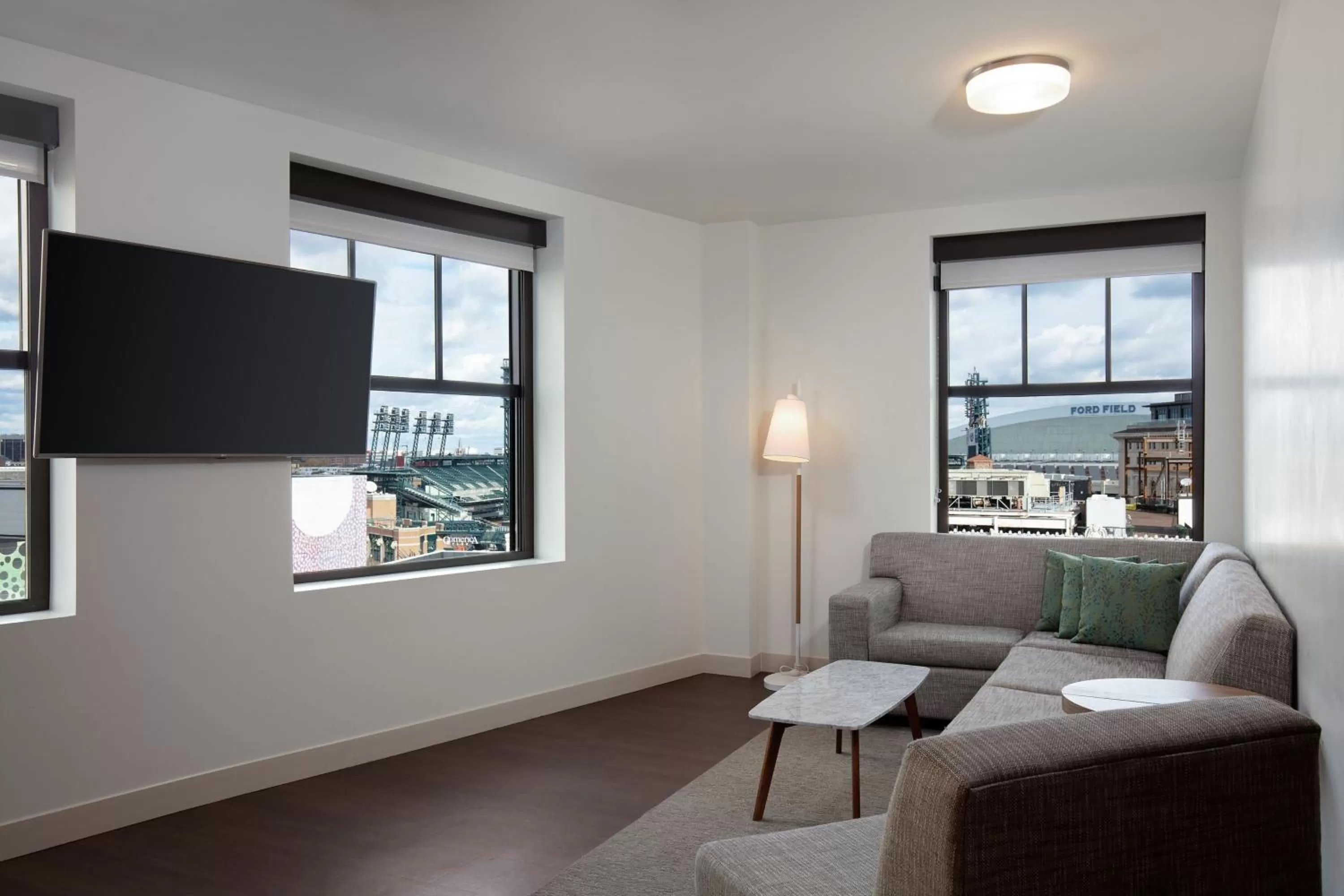 Living room in Element Detroit at the Metropolitan