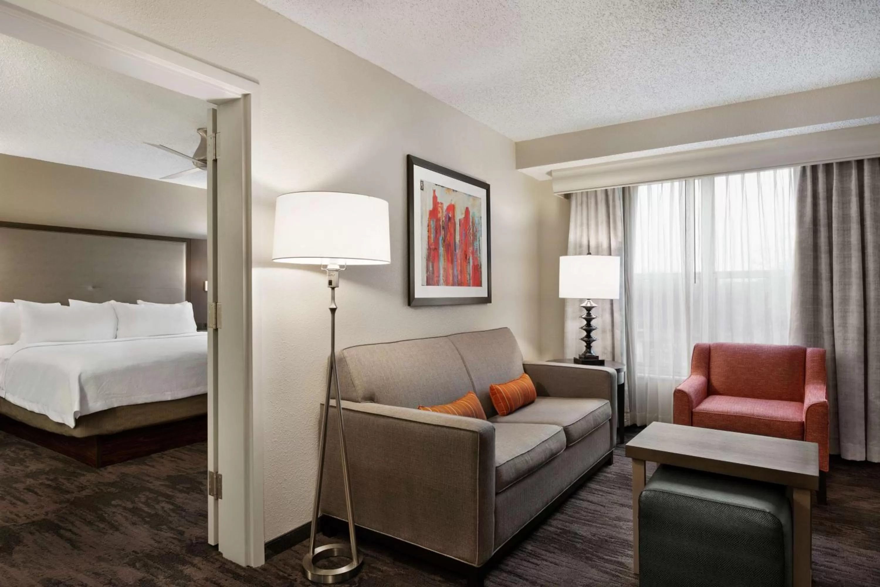 Living room, Bed in Homewood Suites by Hilton Dallas-Plano