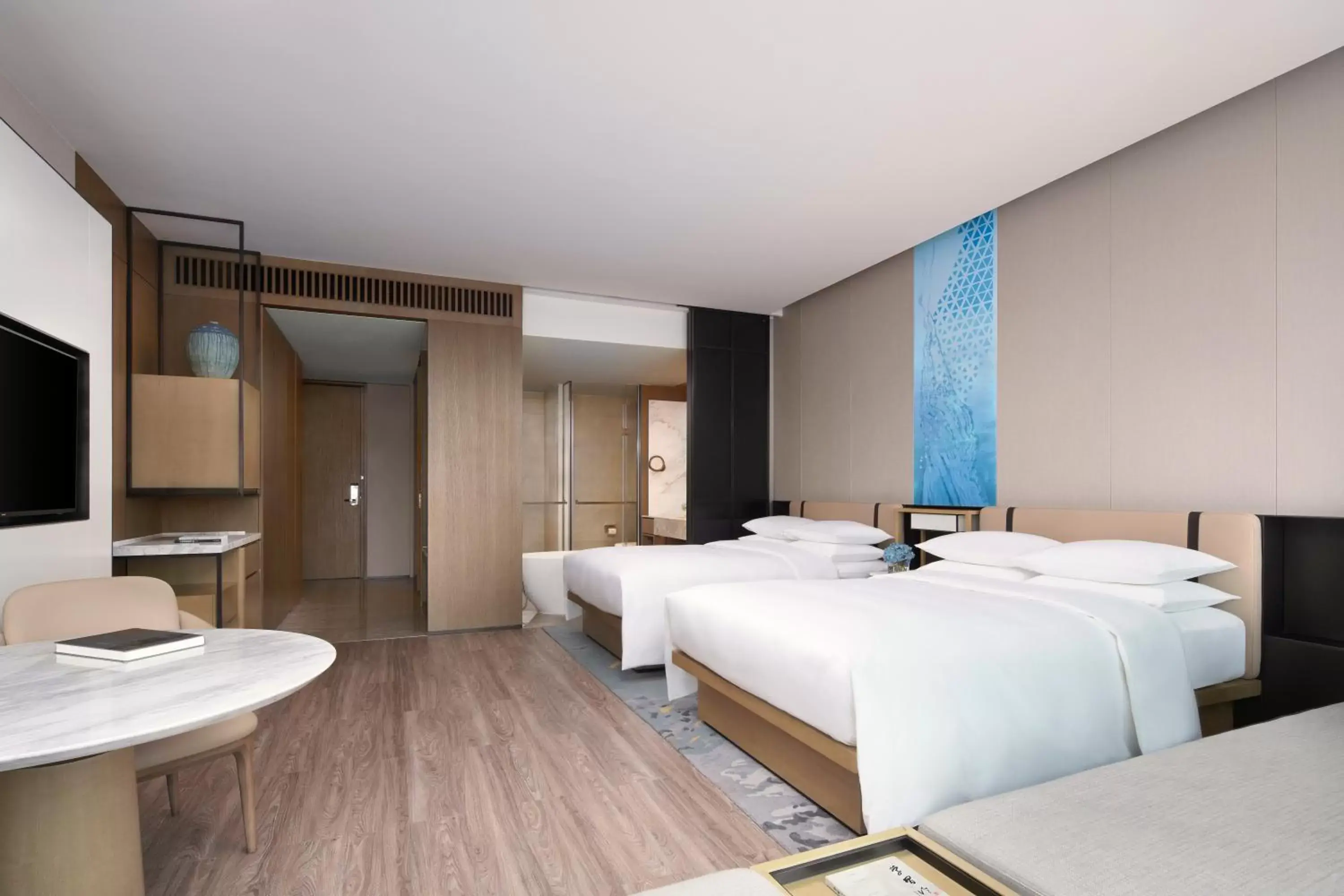 Bed in Jinhua Marriott Hotel