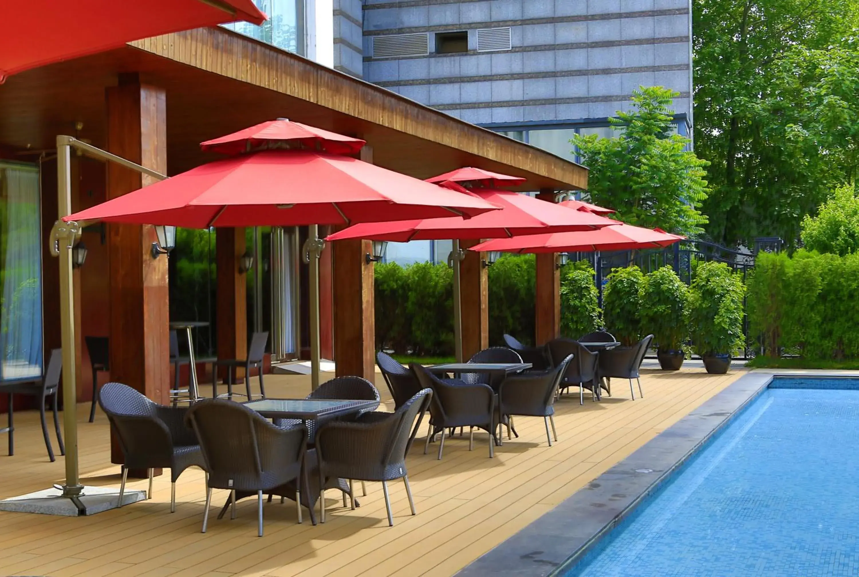 Patio, Swimming Pool in Beijing Continental Grand Hotel