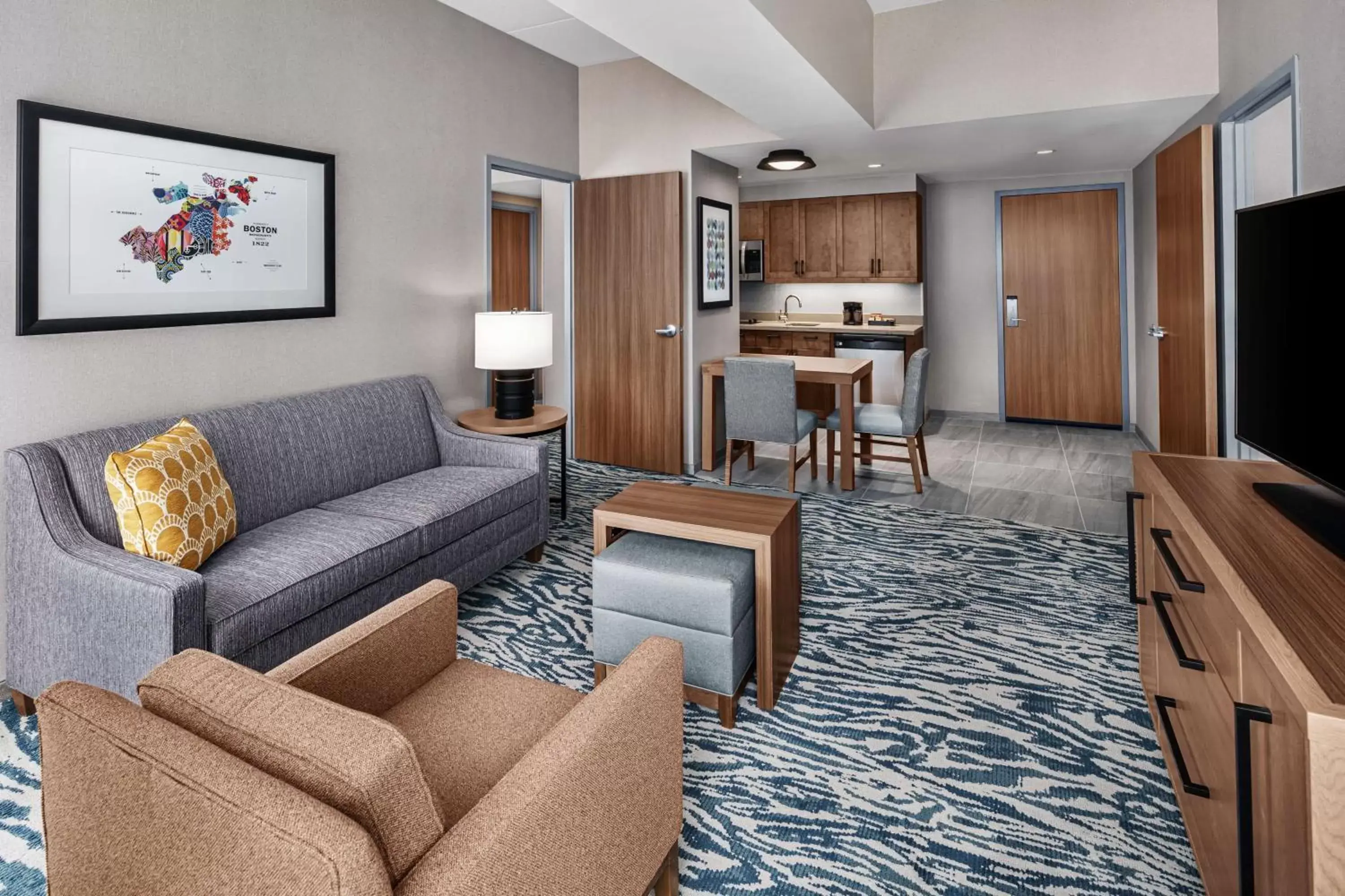 Living room, Seating Area in Homewood Suites by Hilton Boston Woburn