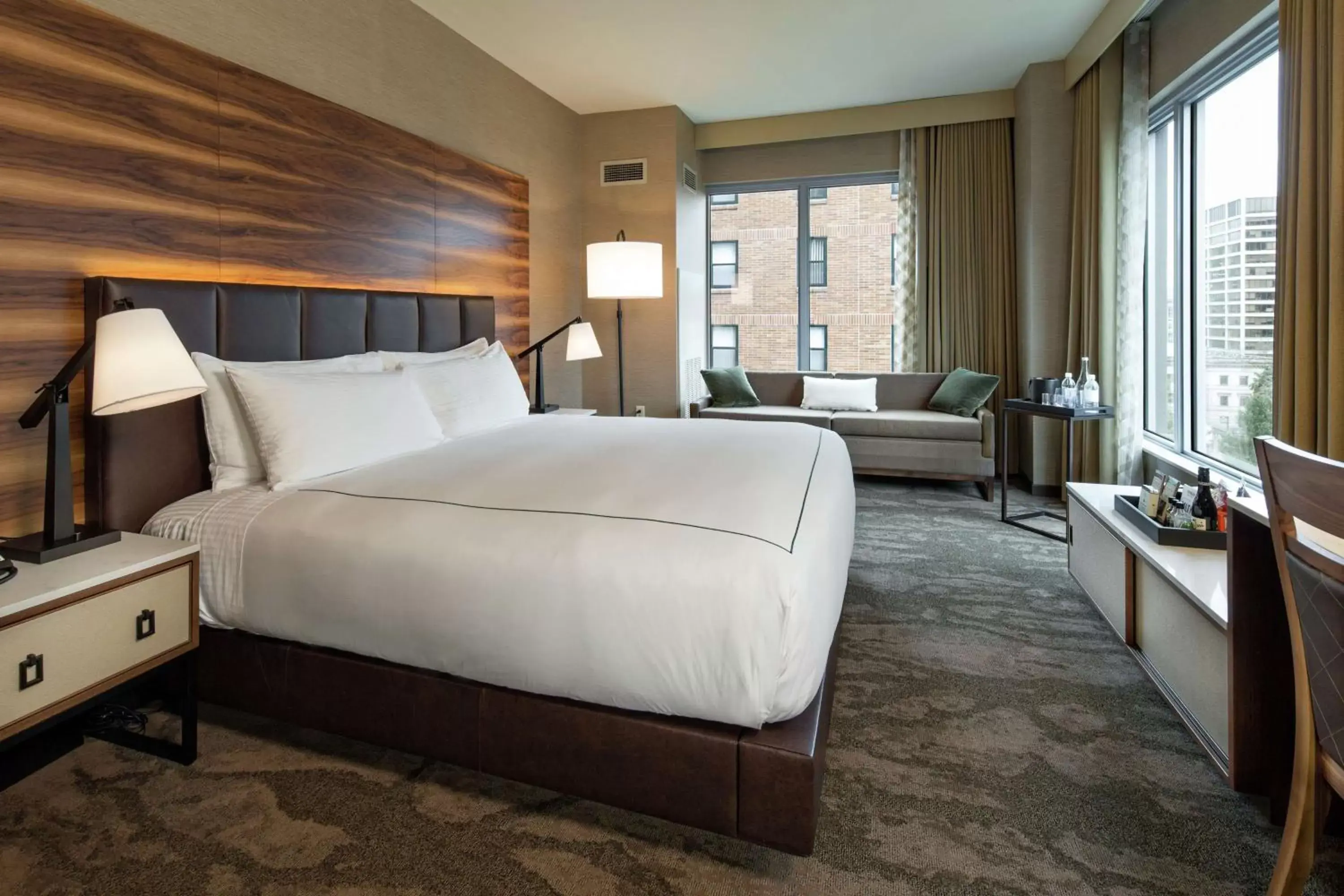 Living room, Bed in The Porter Portland, Curio Collection By Hilton