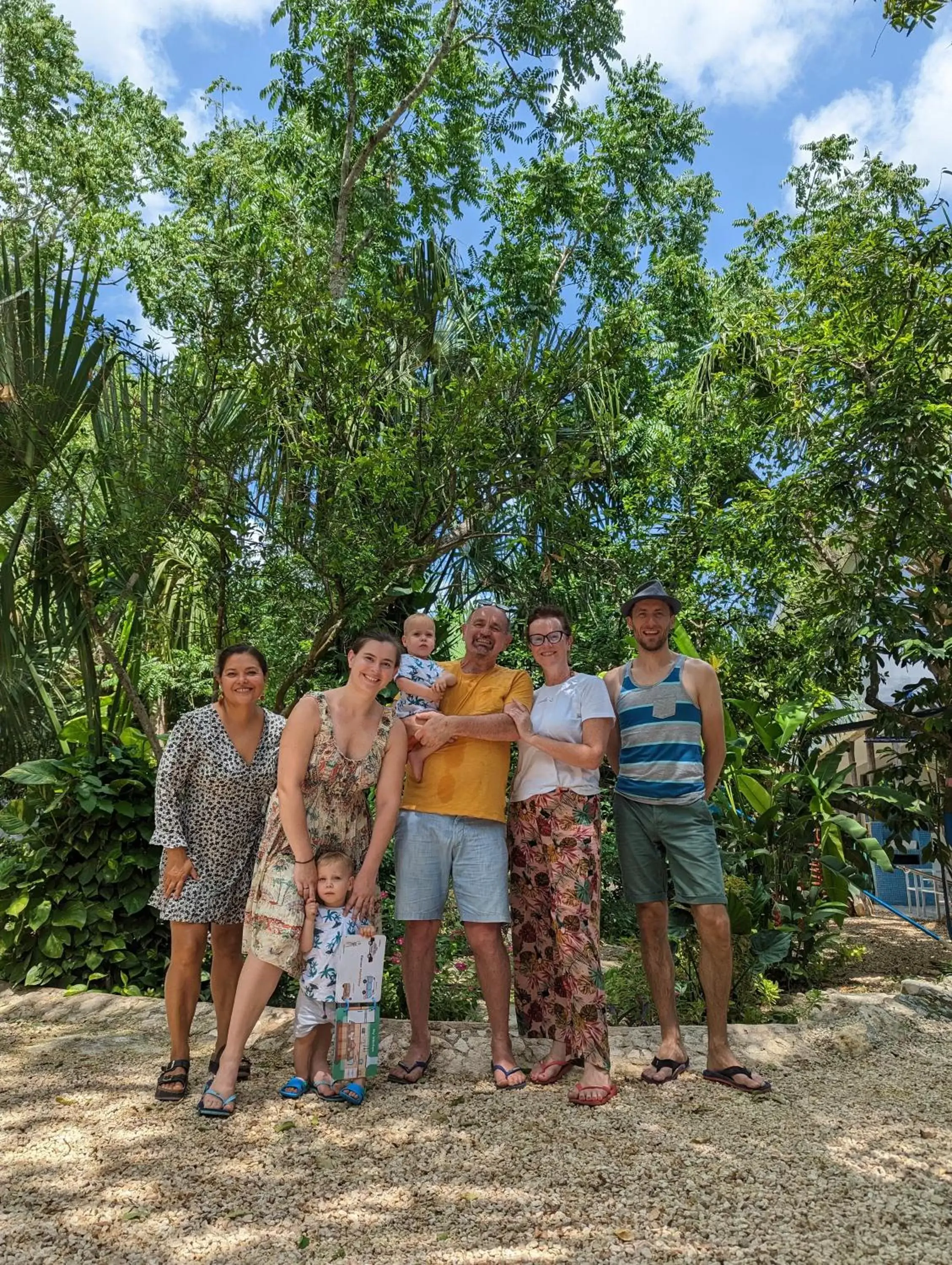 Family in "The Blue" eco lodge