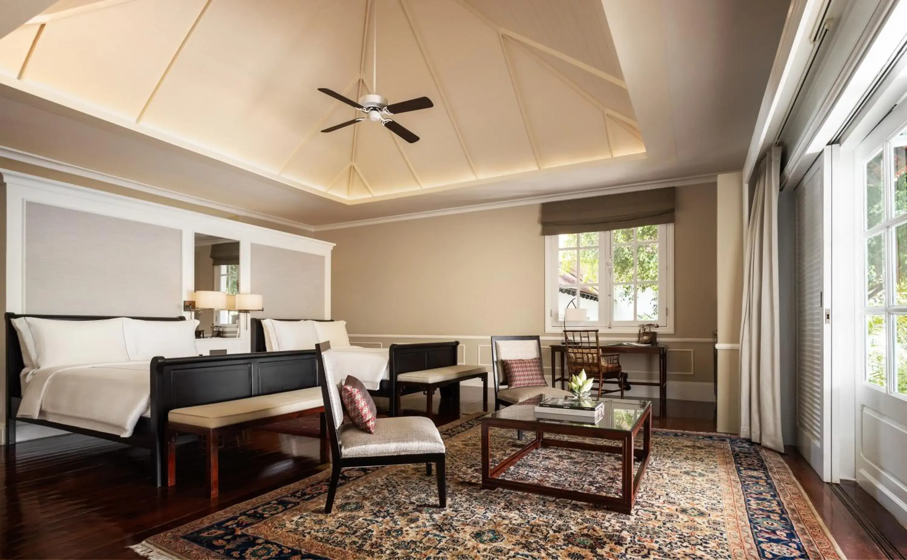 Bed, Seating Area in Raffles Grand Hotel d'Angkor