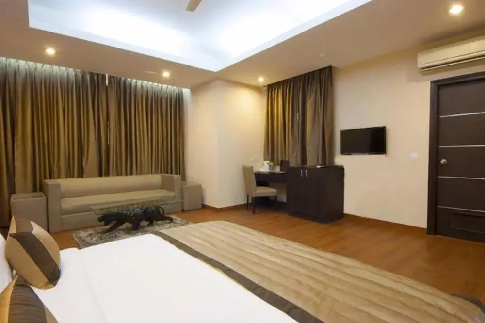 Bed, TV/Entertainment Center in Zenith Hotel - Delhi Airport