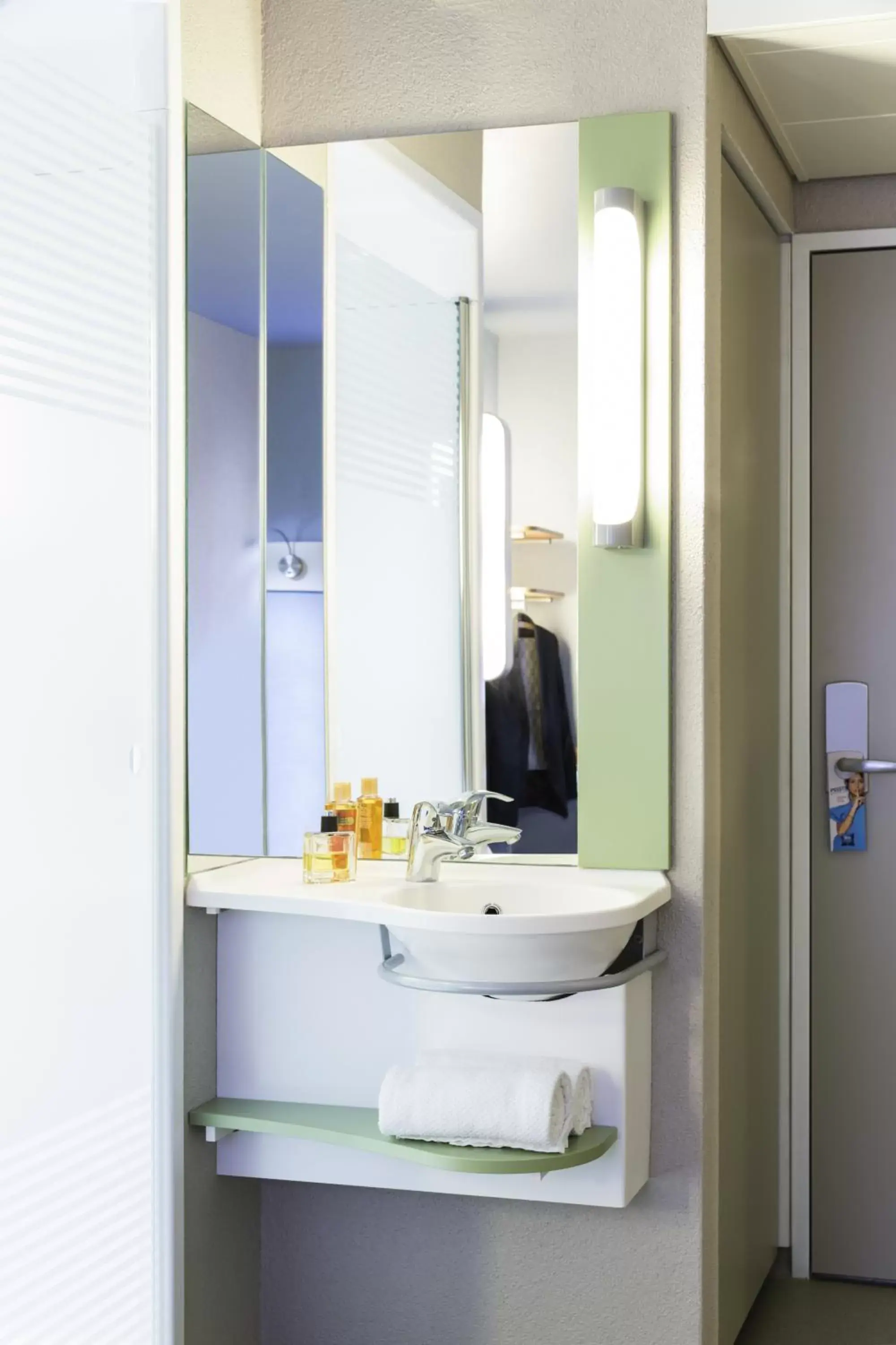 Decorative detail, Bathroom in ibis budget Zurich Airport