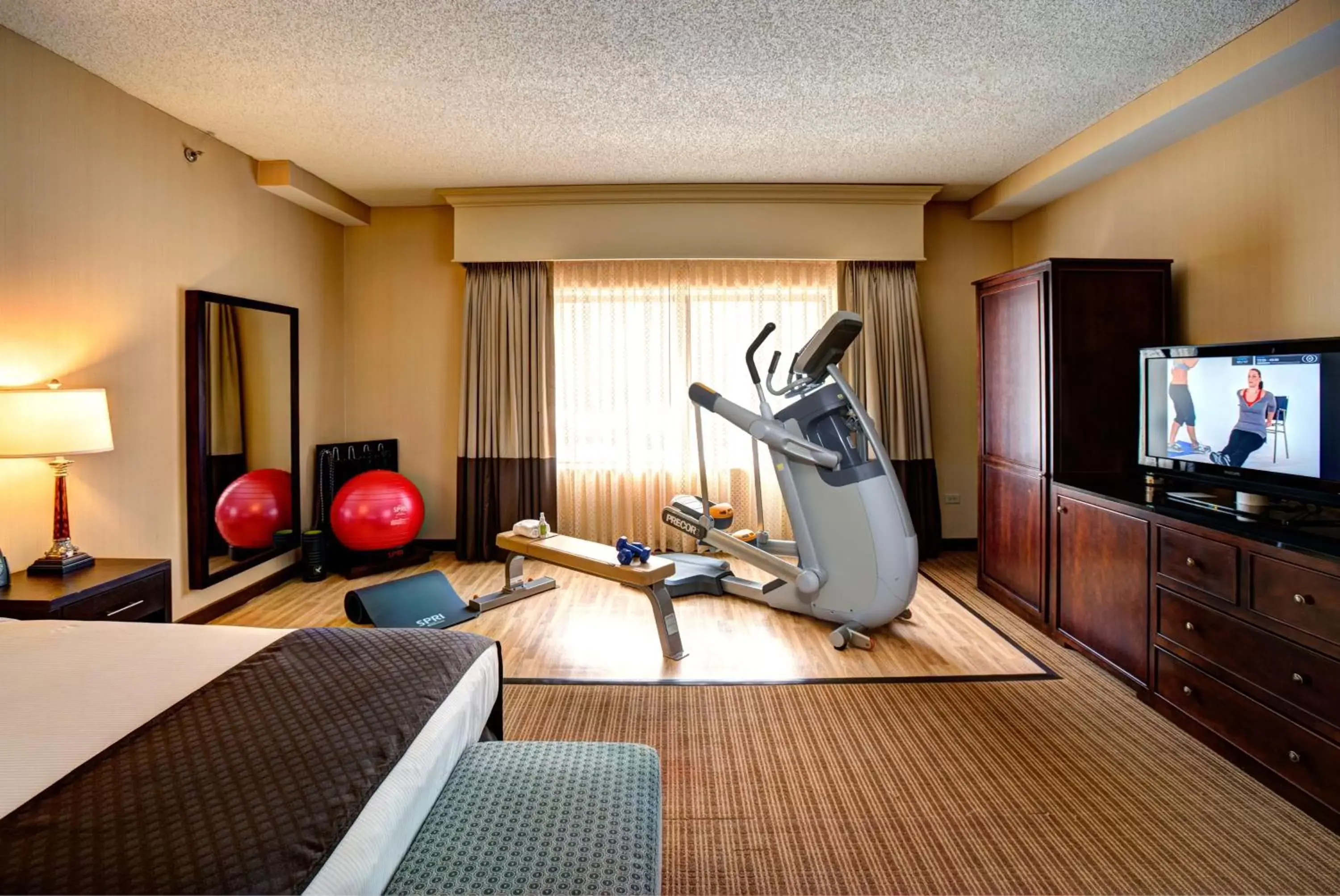 Bed, TV/Entertainment Center in DoubleTree by Hilton Chicago O'Hare Airport-Rosemont