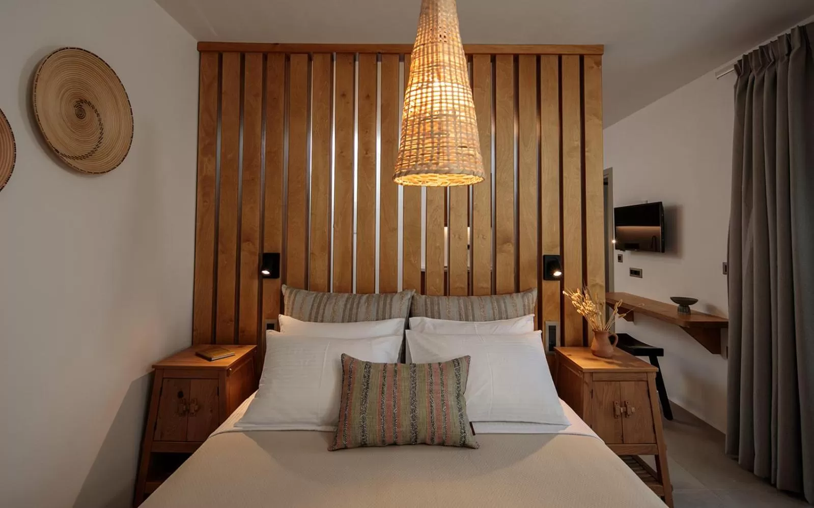 Bed in Makava Suites Naxos