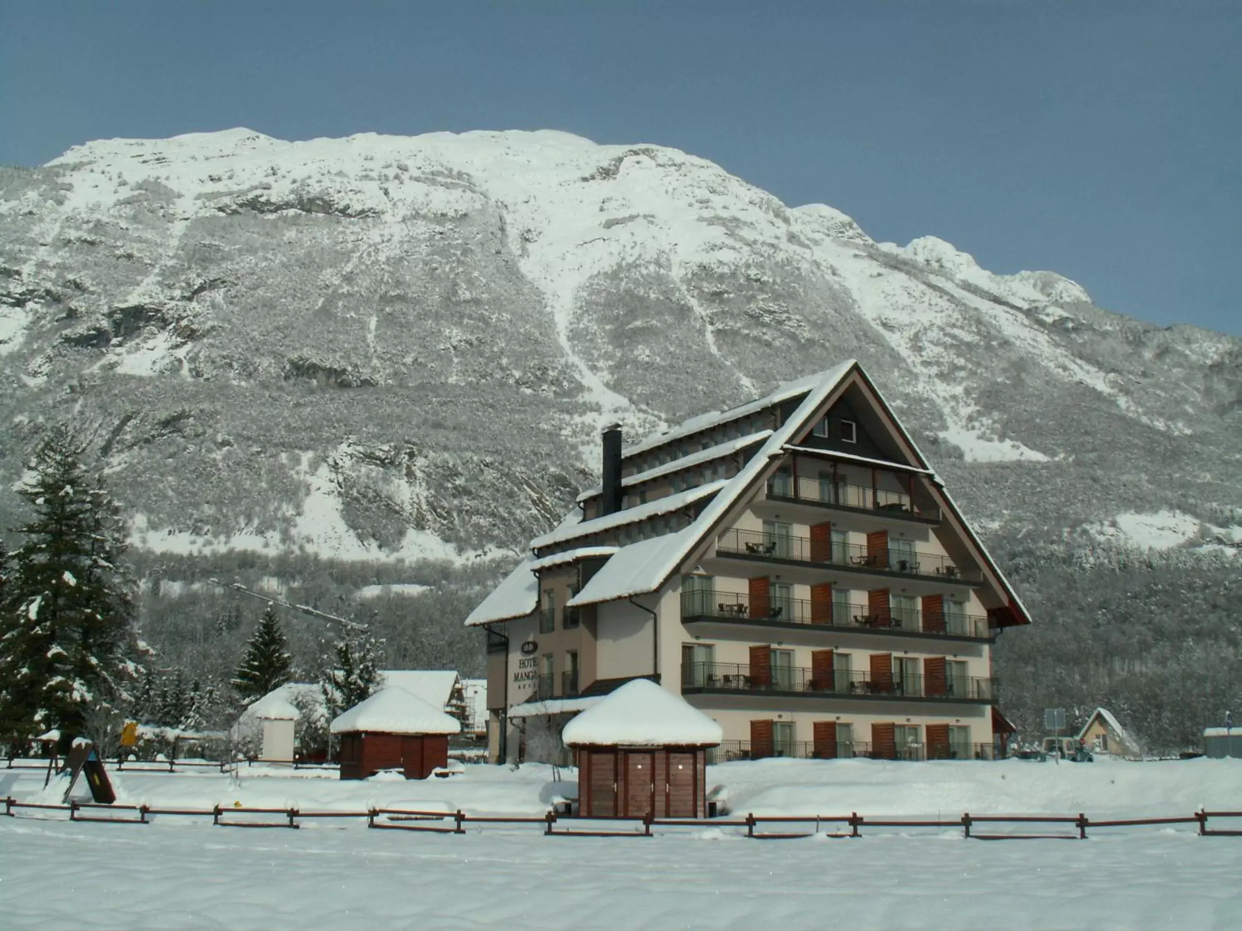 Property building, Winter in Hotel Mangart