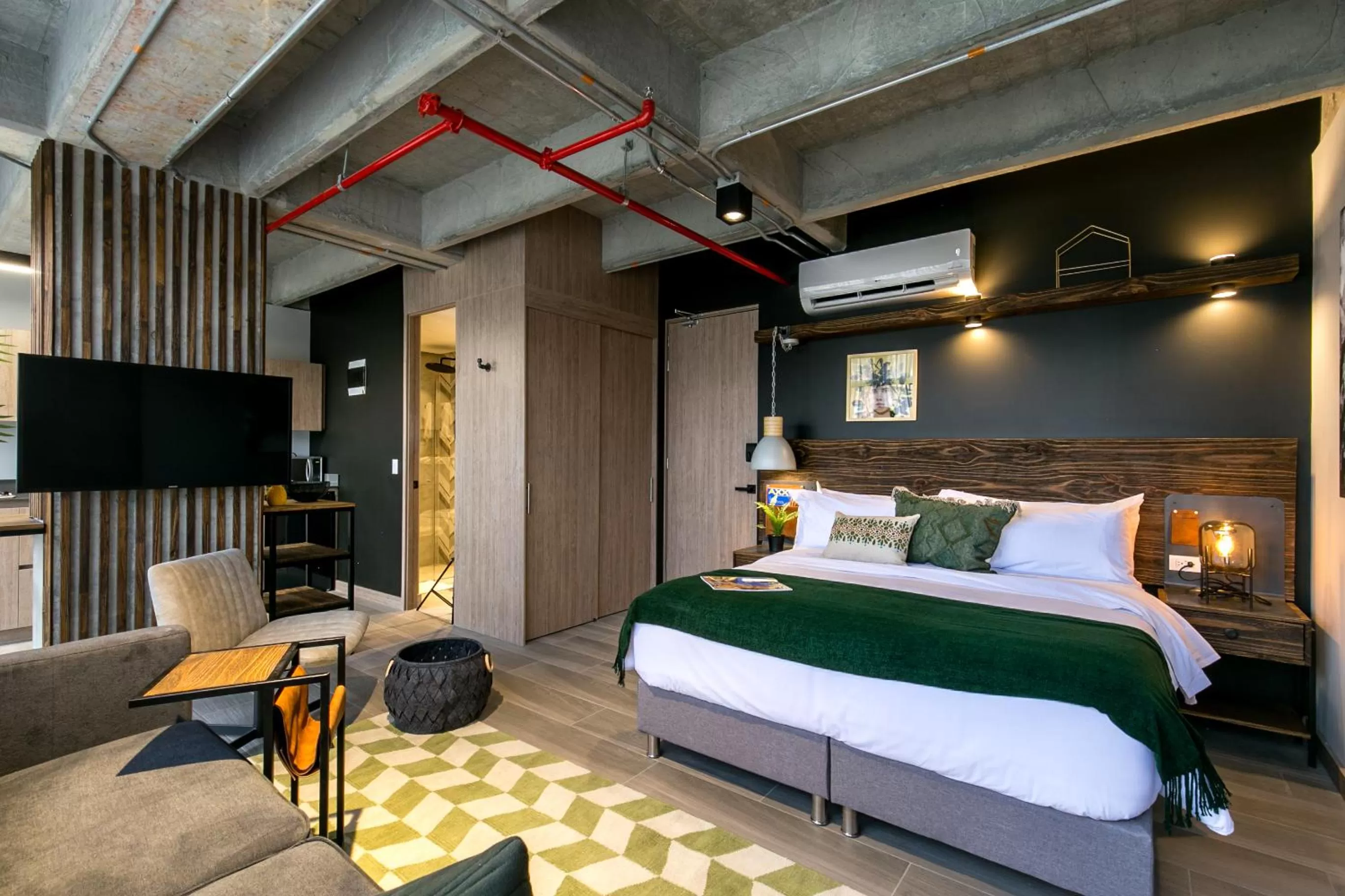 Bed in Factory Lofts Hotel