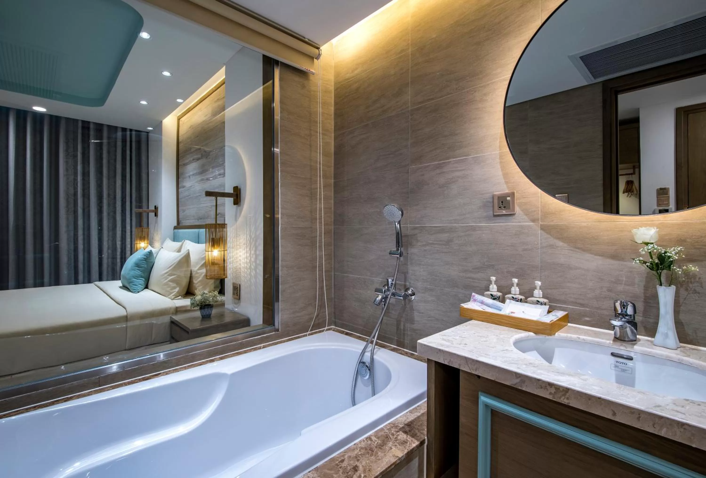 Bath, Bed in Icon Saigon - LifeStyle Design Hotel