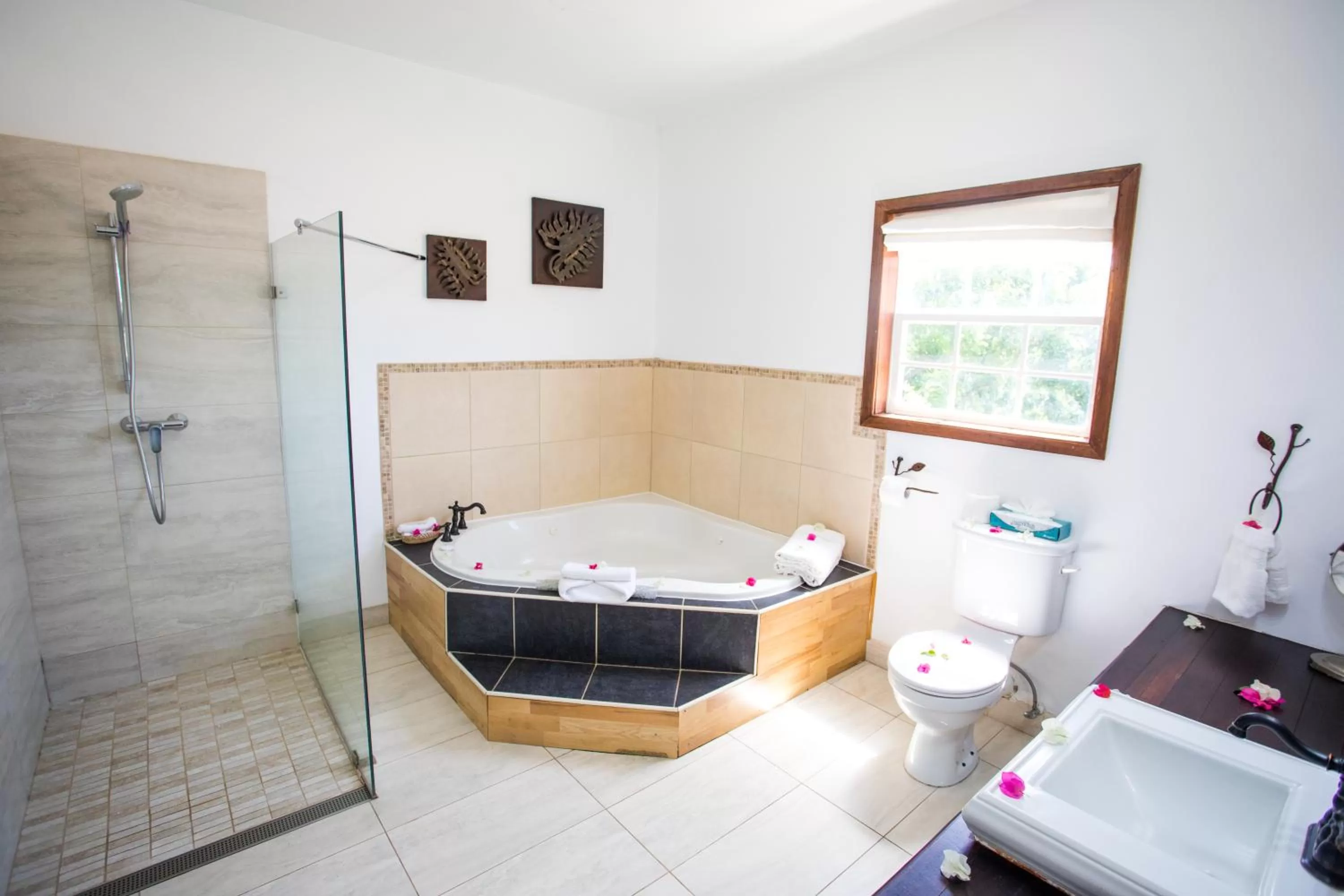 Bathroom, Bed in True Blue Bay Resort