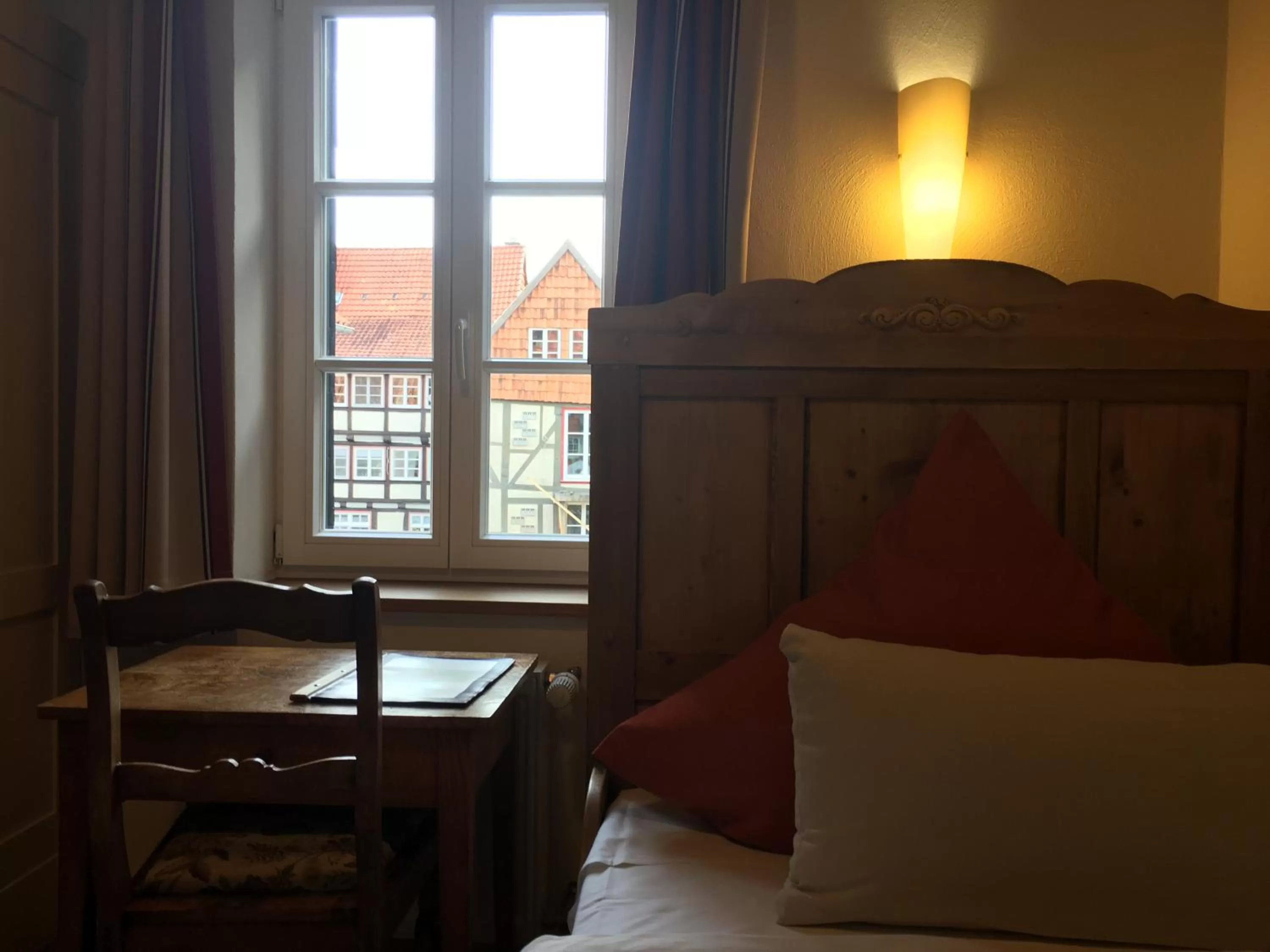 Decorative detail, Bed in Fachwerk-Hotel Eisenbart