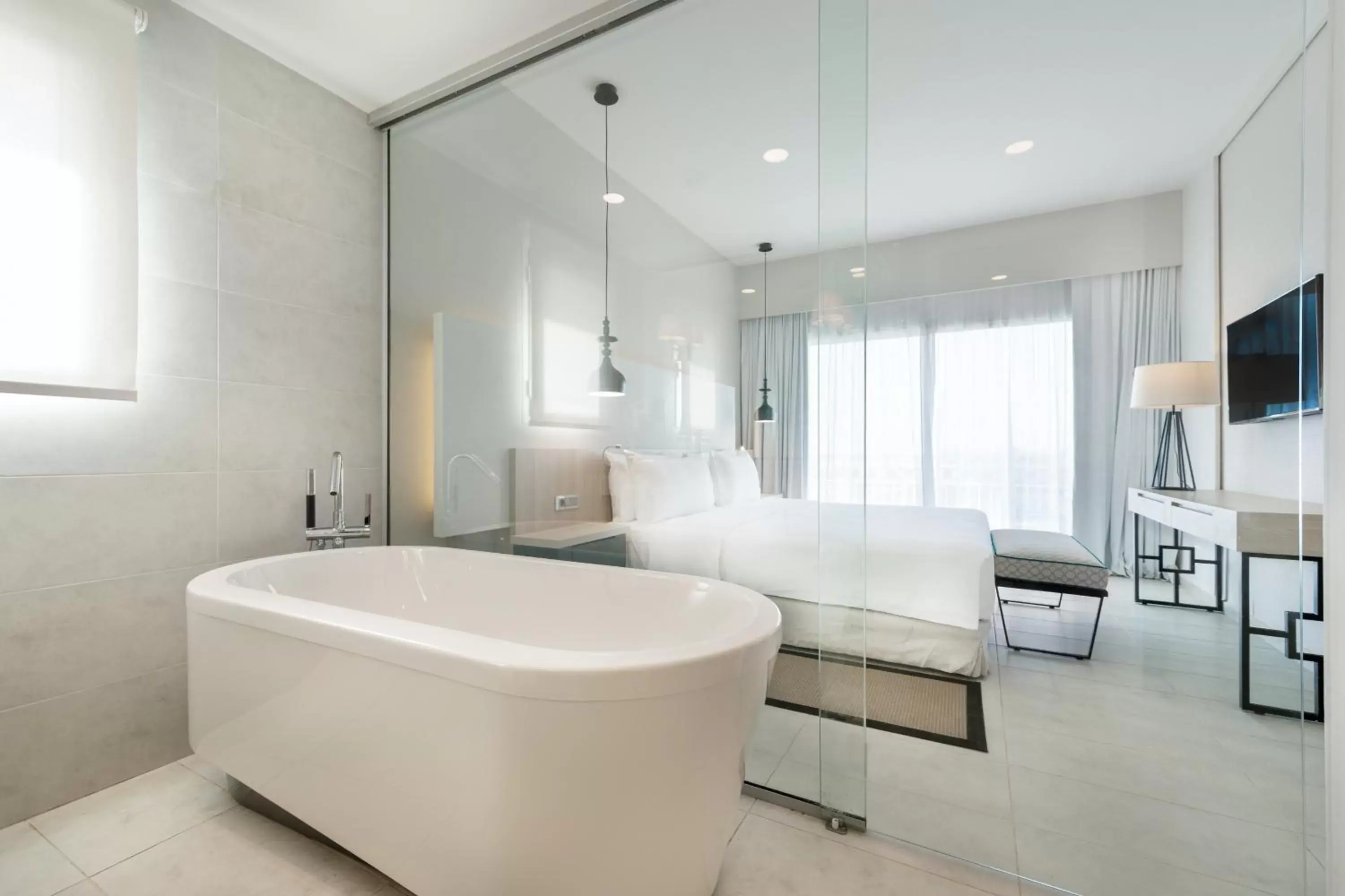 Bed, Bathroom in Radisson Blu Residences, Saidia