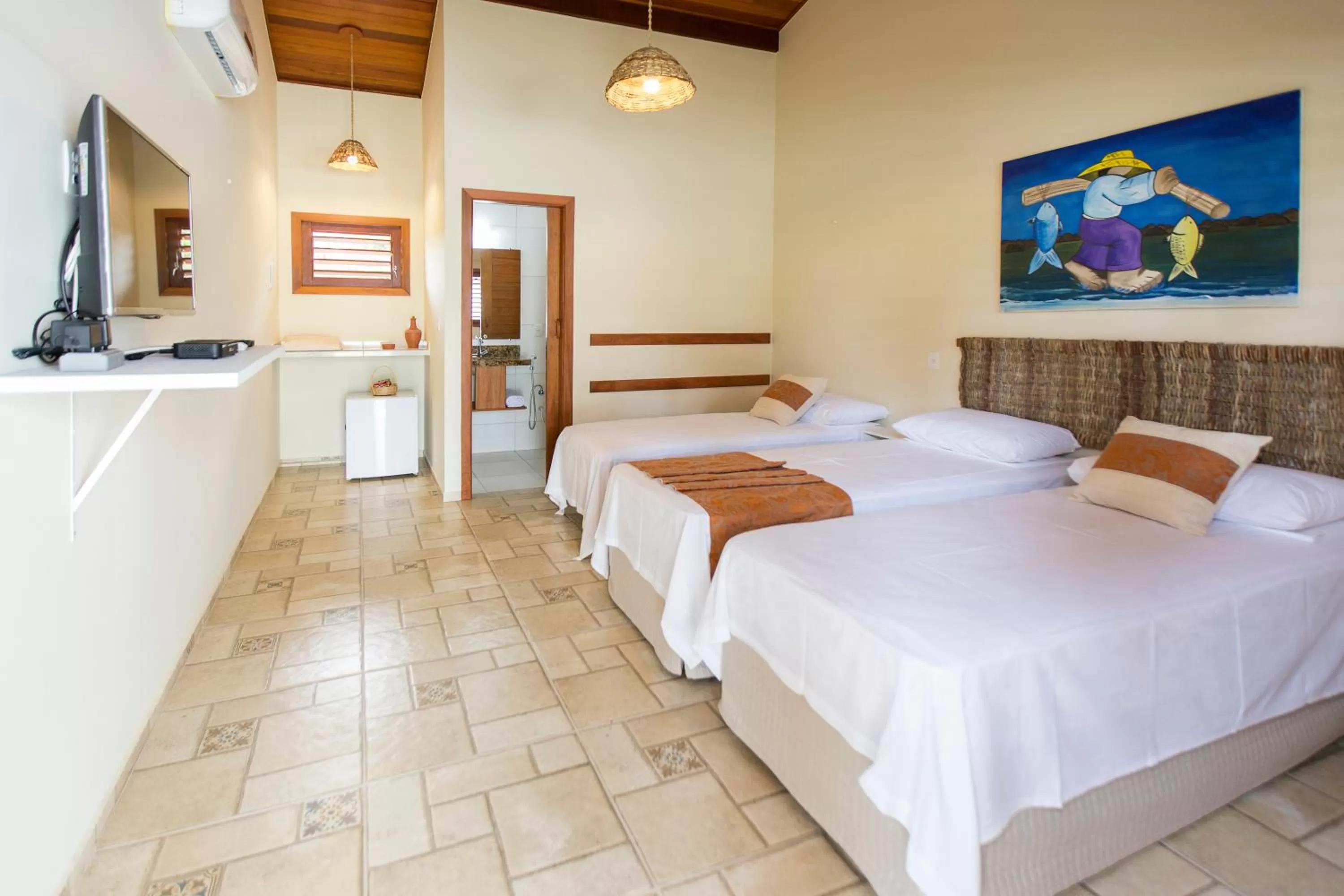 Bathroom, Bed in Pousada Pé na Areia Gostoso