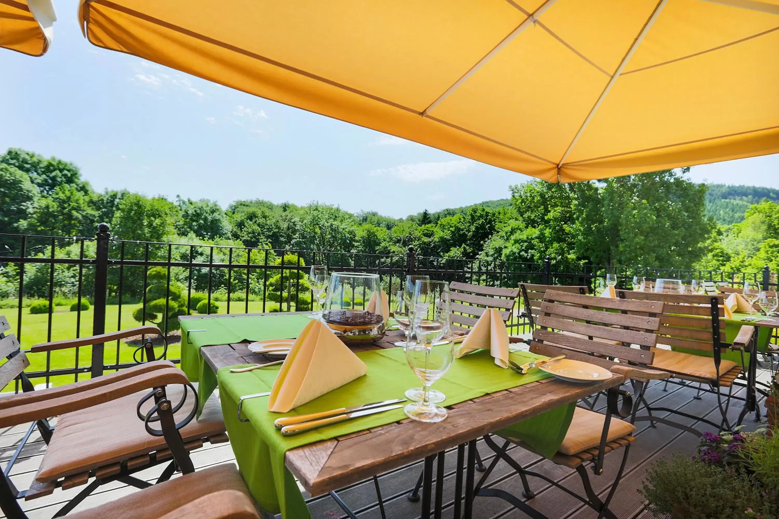 Balcony/Terrace, Restaurant/Places to Eat in REGIOHOTEL Naturresort Ilsenburg