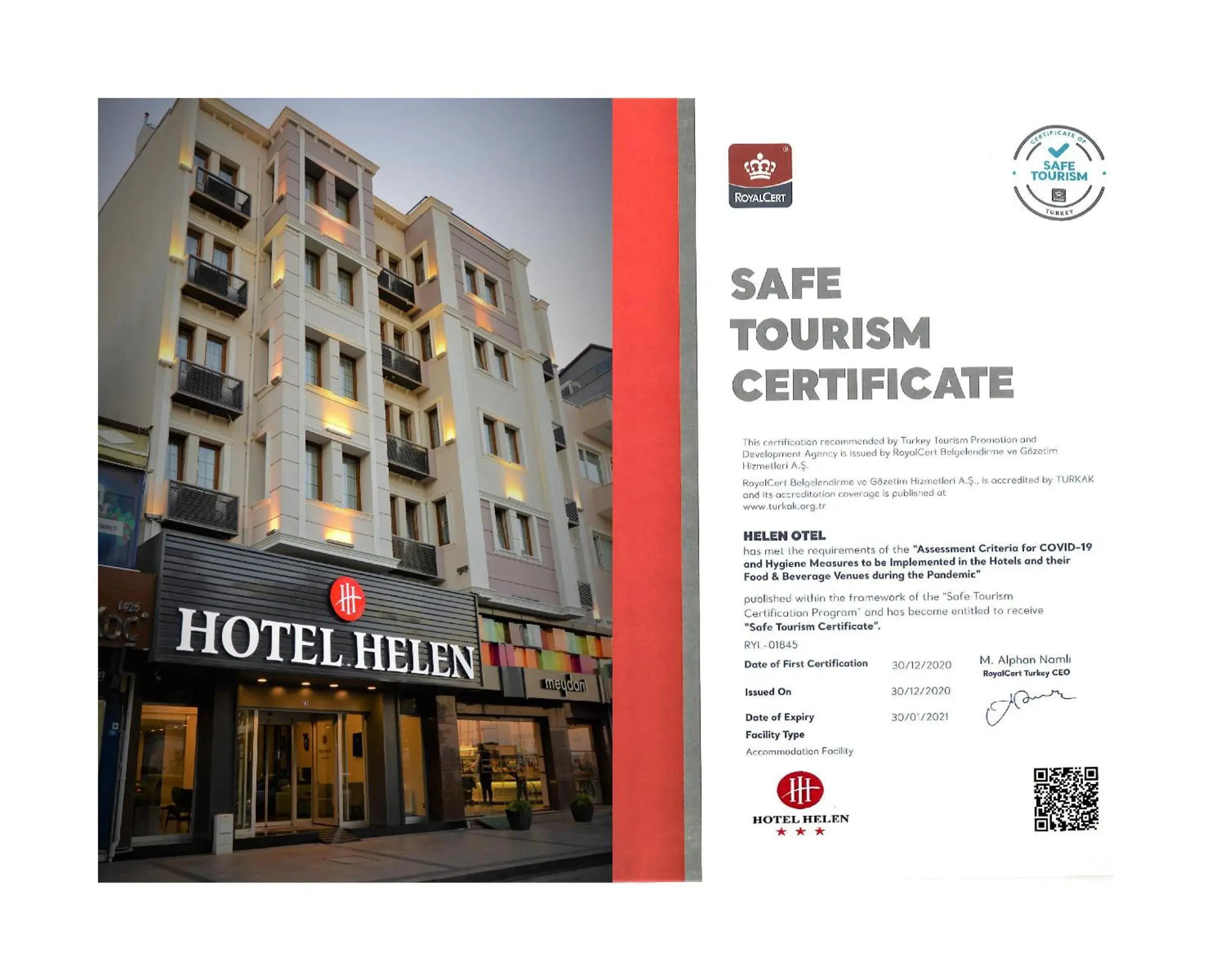 Certificate/Award in Helen Hotel