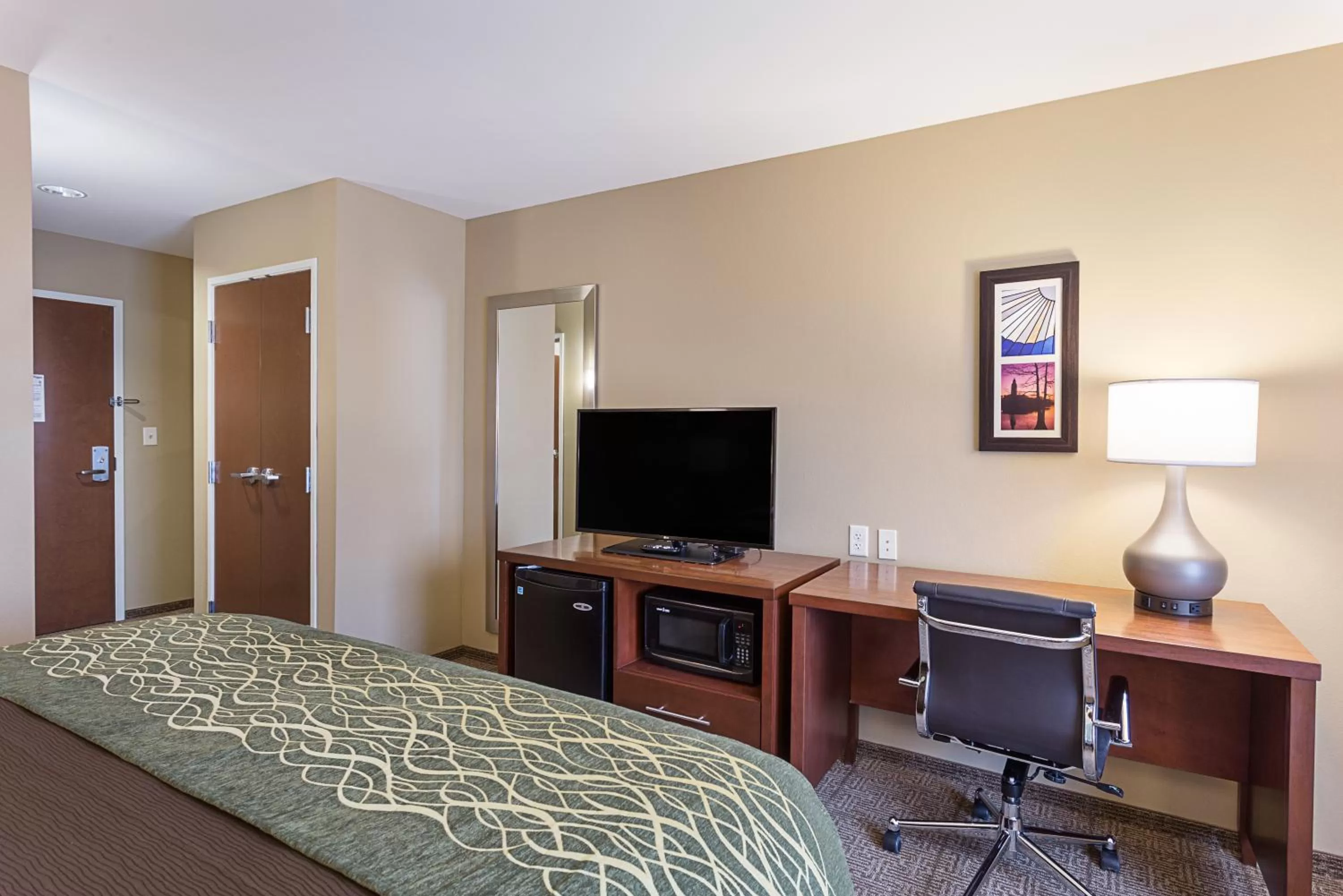 TV and multimedia, Bed in Comfort Inn & Suites Zachary