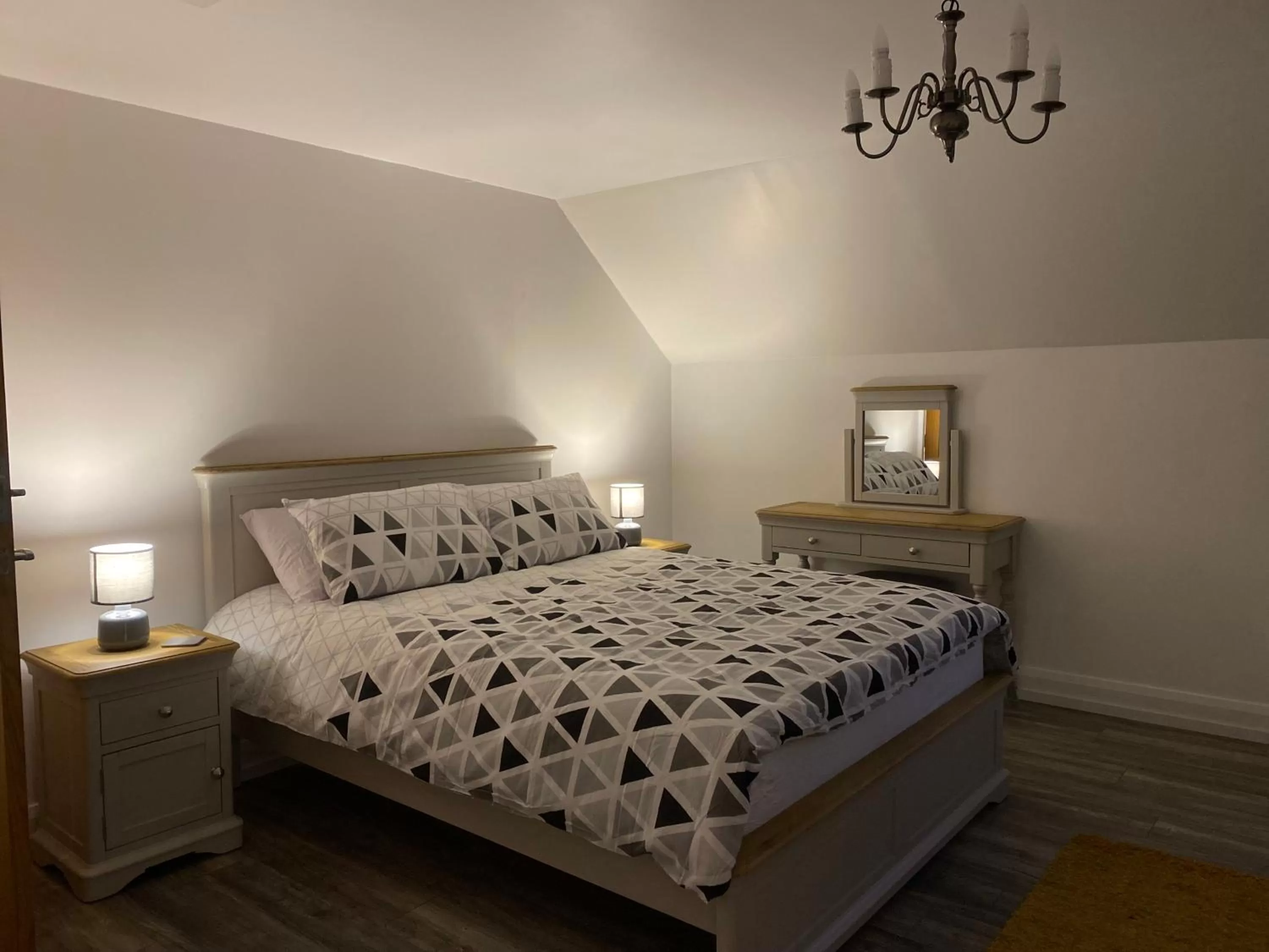 Bedroom, Bed in Rostrevor Valley Holiday Park Rooms with Hot tub and car service