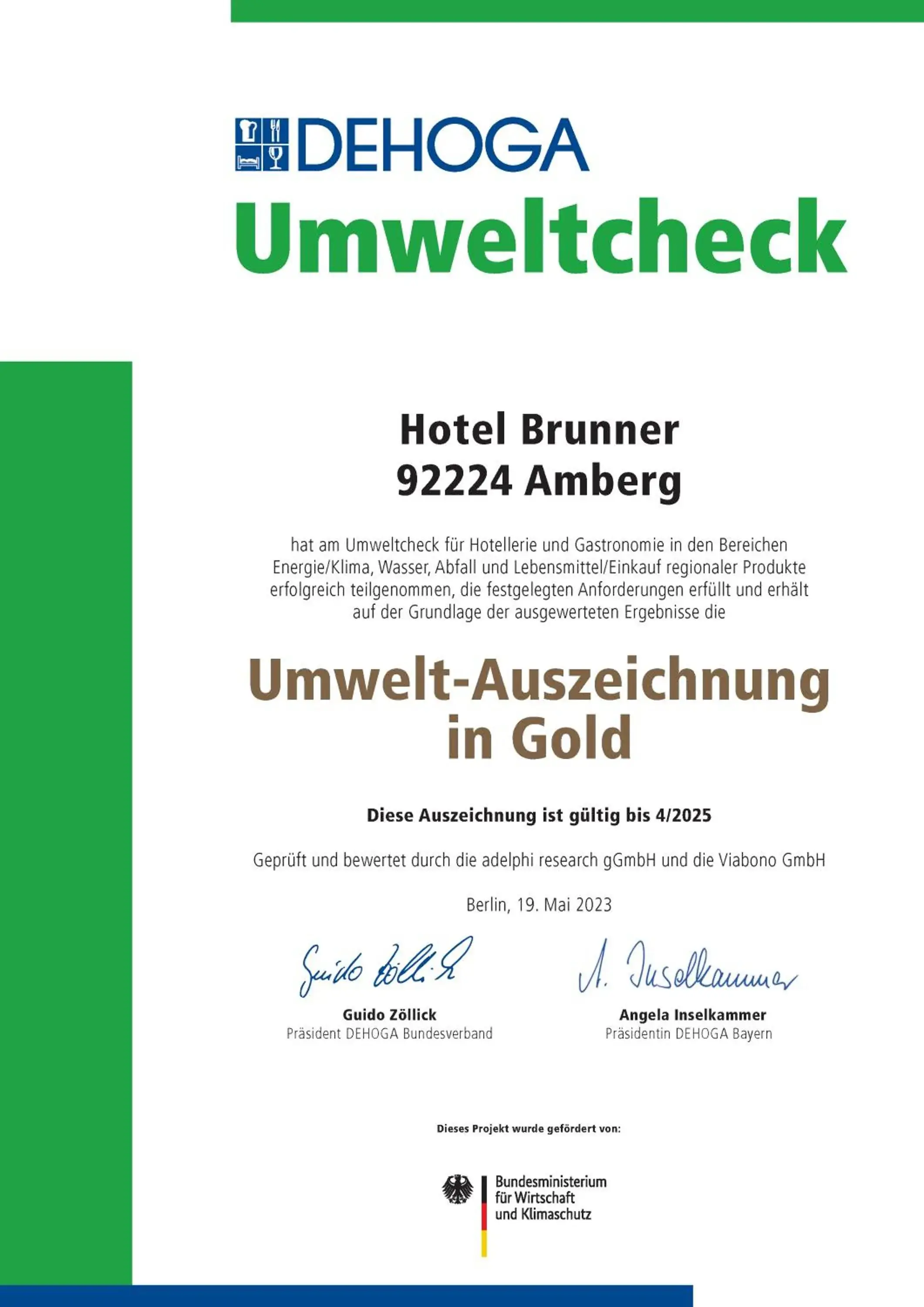 Certificate/Award in Hotel Brunner